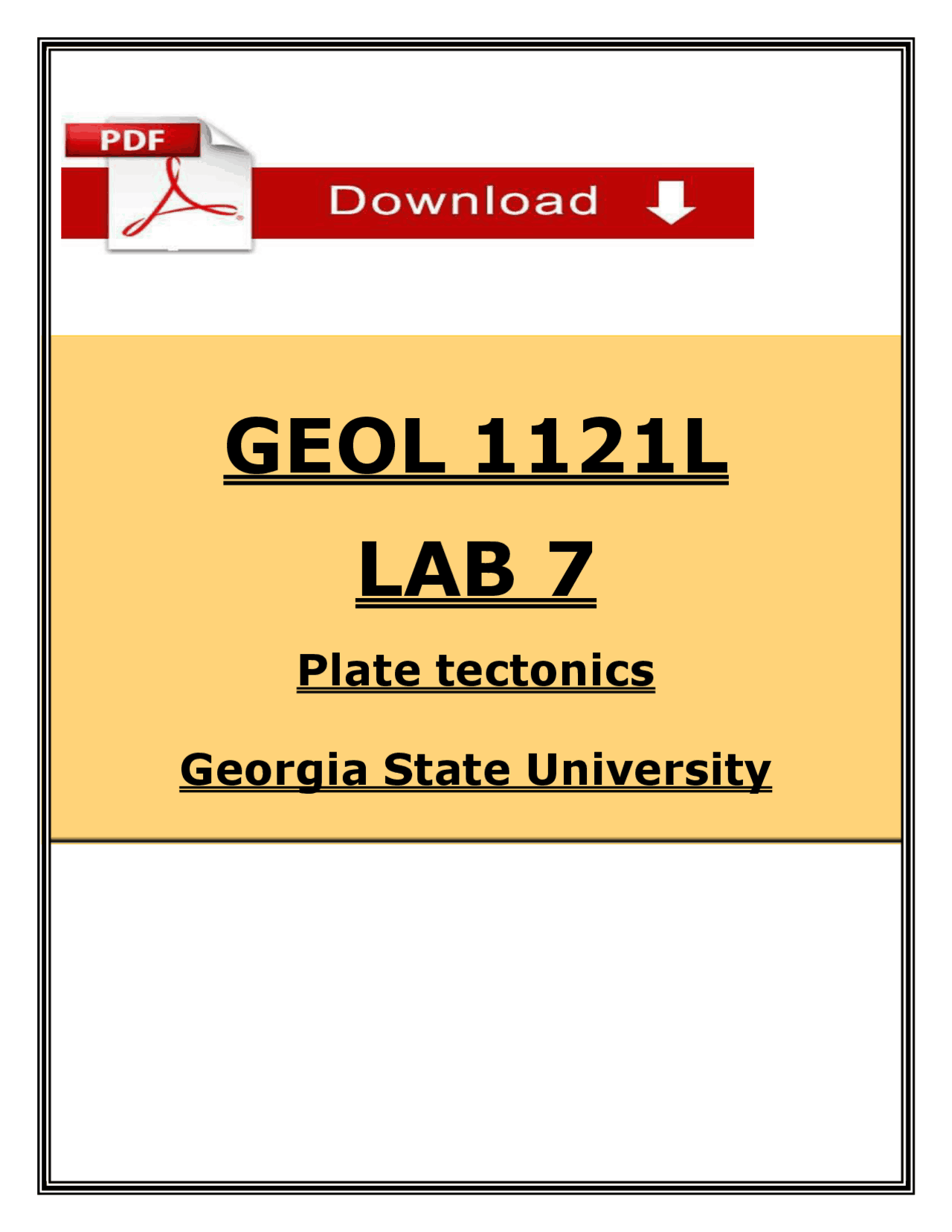 GEOL 1121L Lab 7 (2026/2027) | Introduction to Geology | Georgia State ...