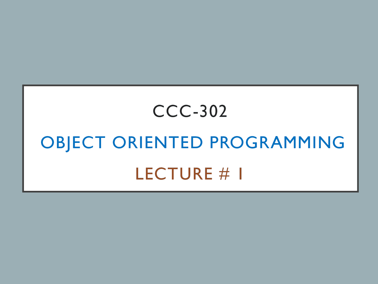 Object Oriented programing | Slides Object Oriented Programming | Docsity