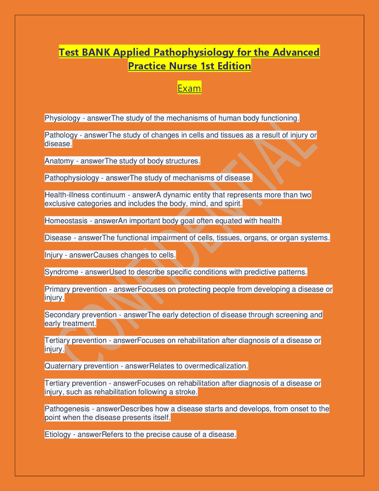 Test BANK Applied Pathophysiology for the Advanced Practice Nurse 1st ...