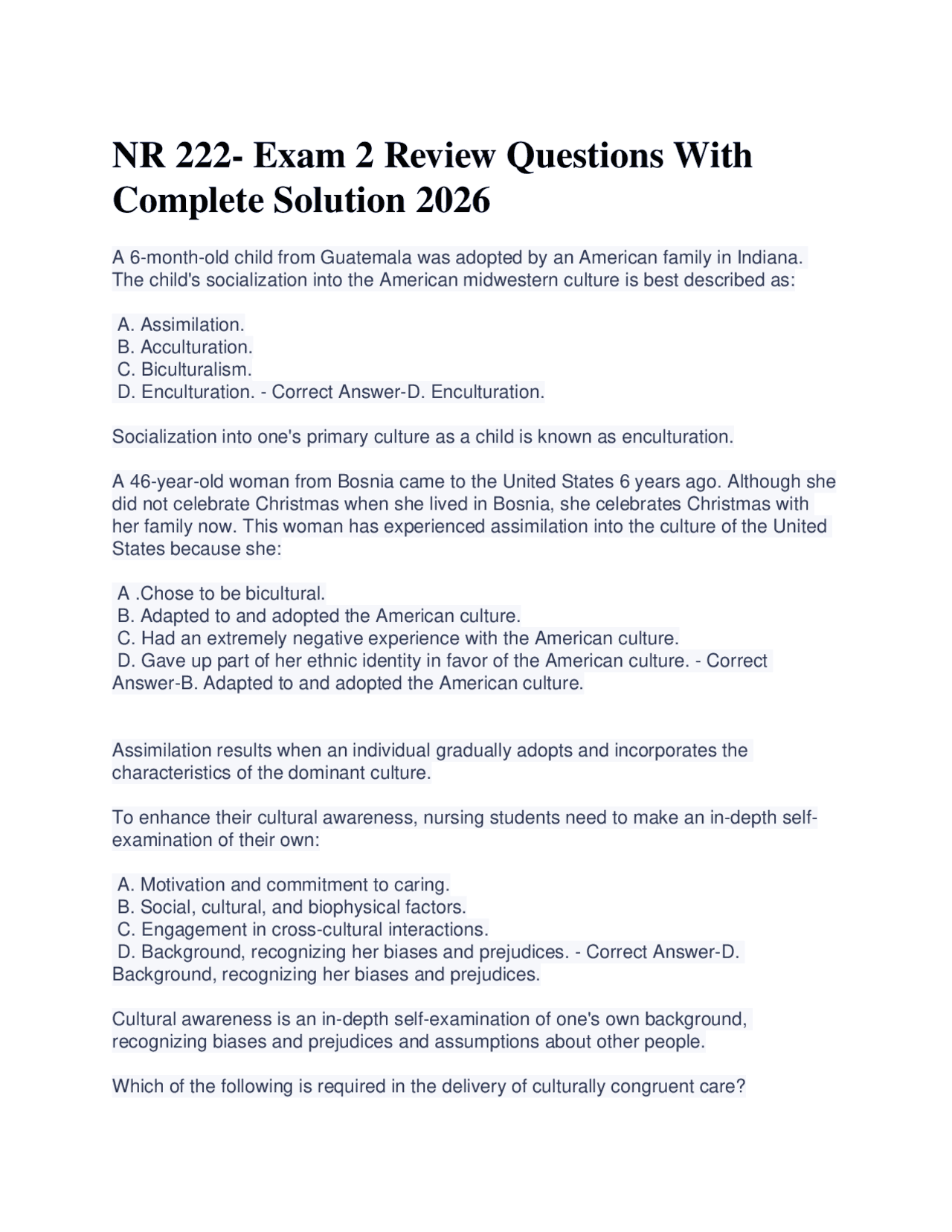 NR 222- Exam 2 Review Questions With Complete Solution 2026 | Exams ...