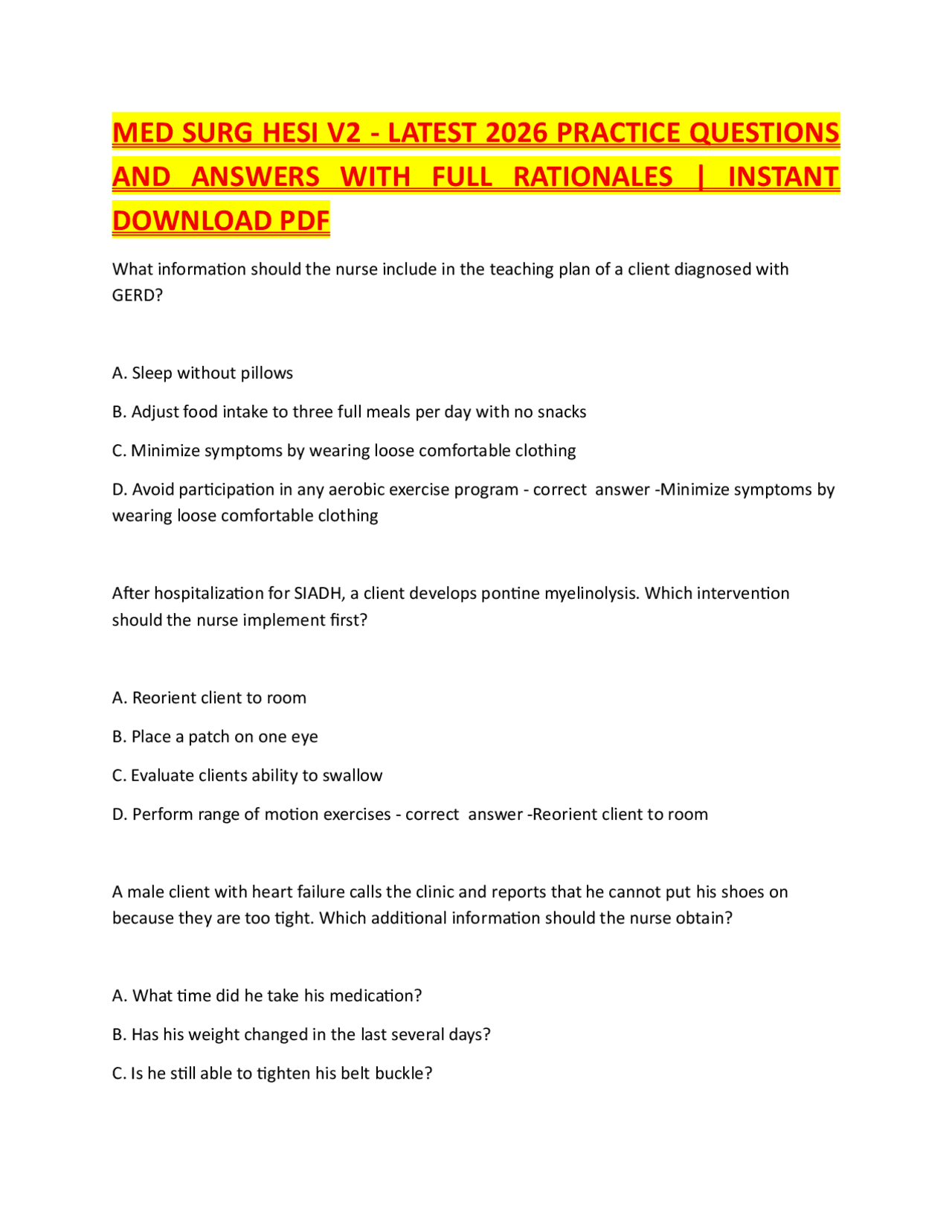 MED SURG HESI V2 - LATEST 2026 PRACTICE QUESTIONS AND ANSWERS WITH FULL ...