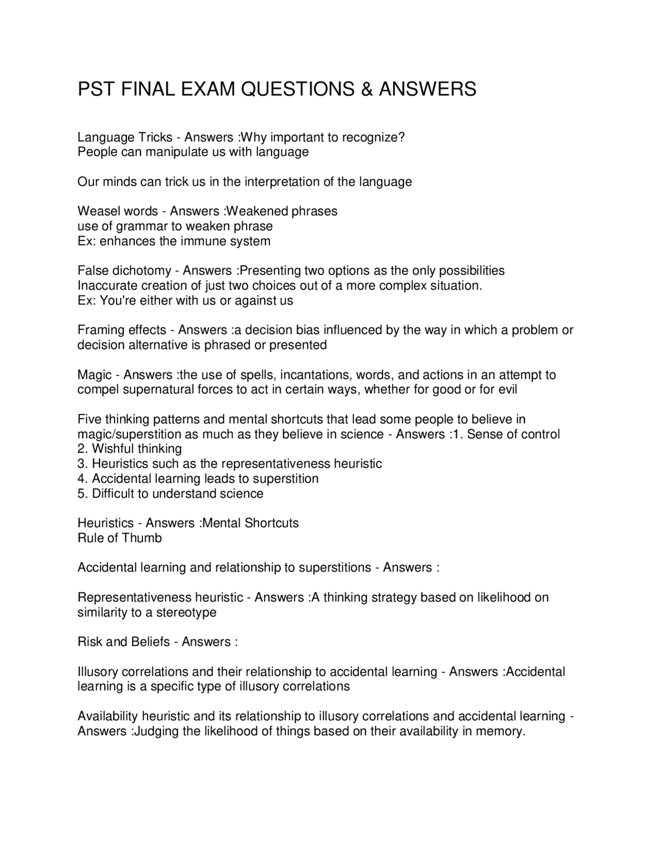 Pst Pattern Question PST FINAL EXAM QUESTIONS & ANSWERS | Exams Social Sciences | Docsity