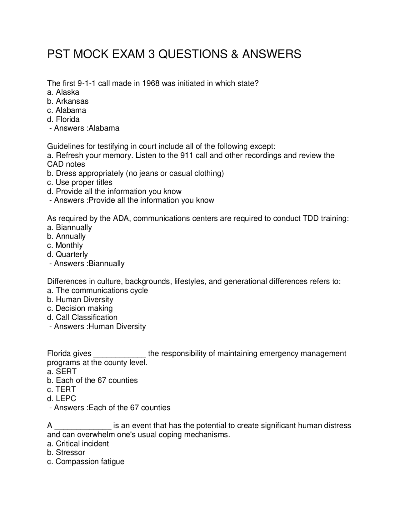 Sample Pxt Test Questions PST MOCK EXAM 3 QUESTIONS & ANSWERS | Exams Social Sciences | Docsity