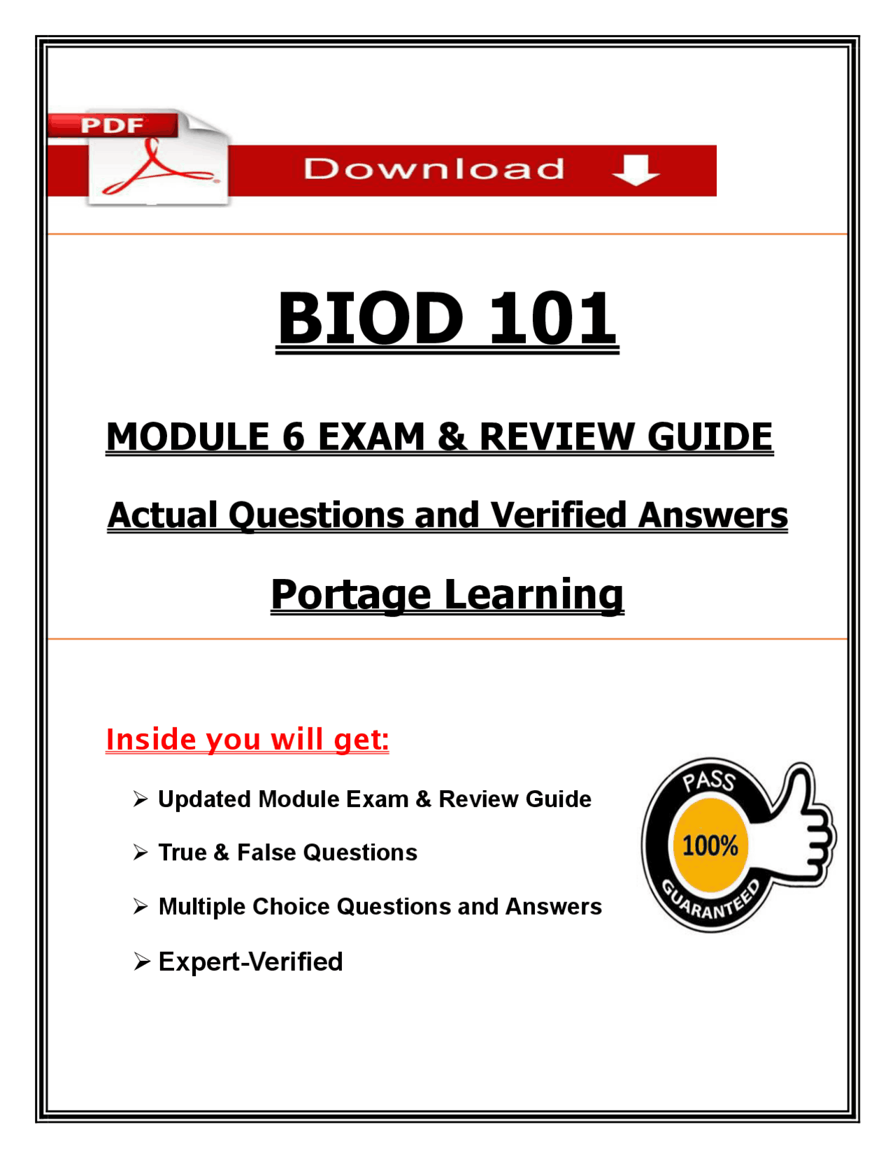 BIOD 101 Module 6 Exam (2026/2027) | Biology | Portage Learning (PDF ...