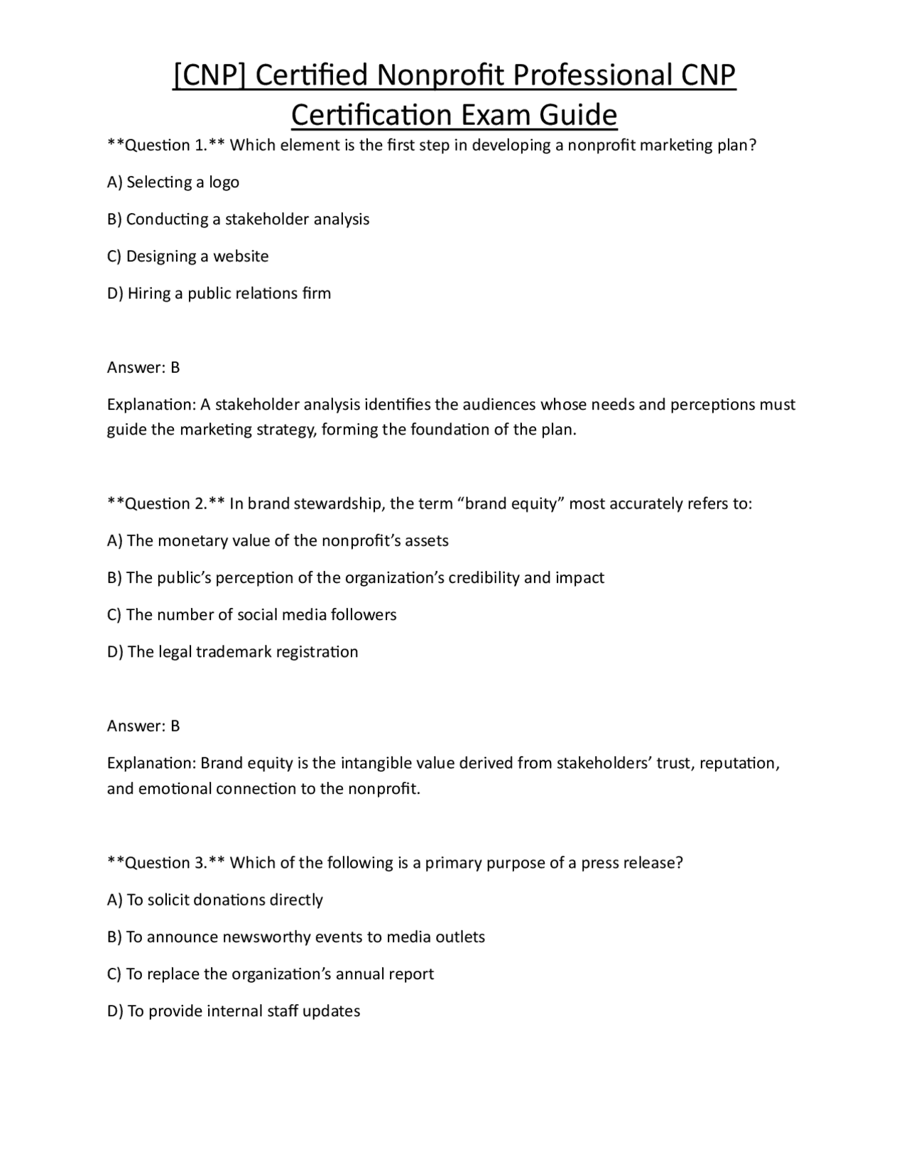 [CNP] Certified Nonprofit Professional CNP Certification Exam Guide ...
