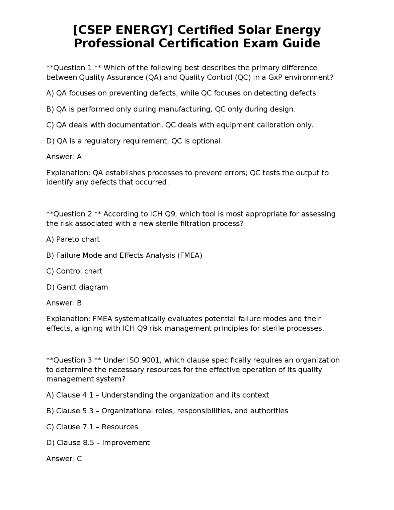 [CSEP ENERGY] Certified Solar Energy Professional Certification Exam ...