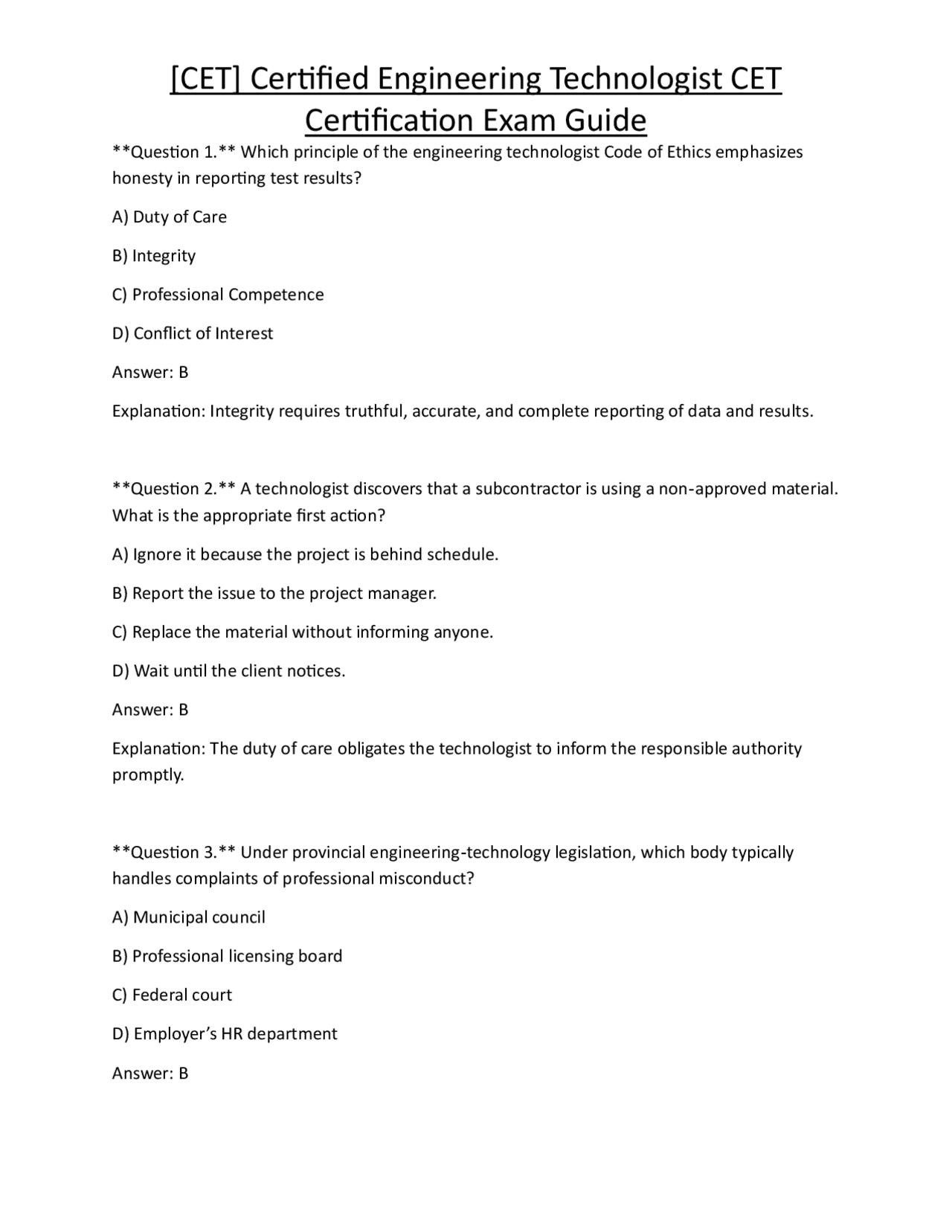 [CET] Certified Engineering Technologist CET Certification Exam Guide ...