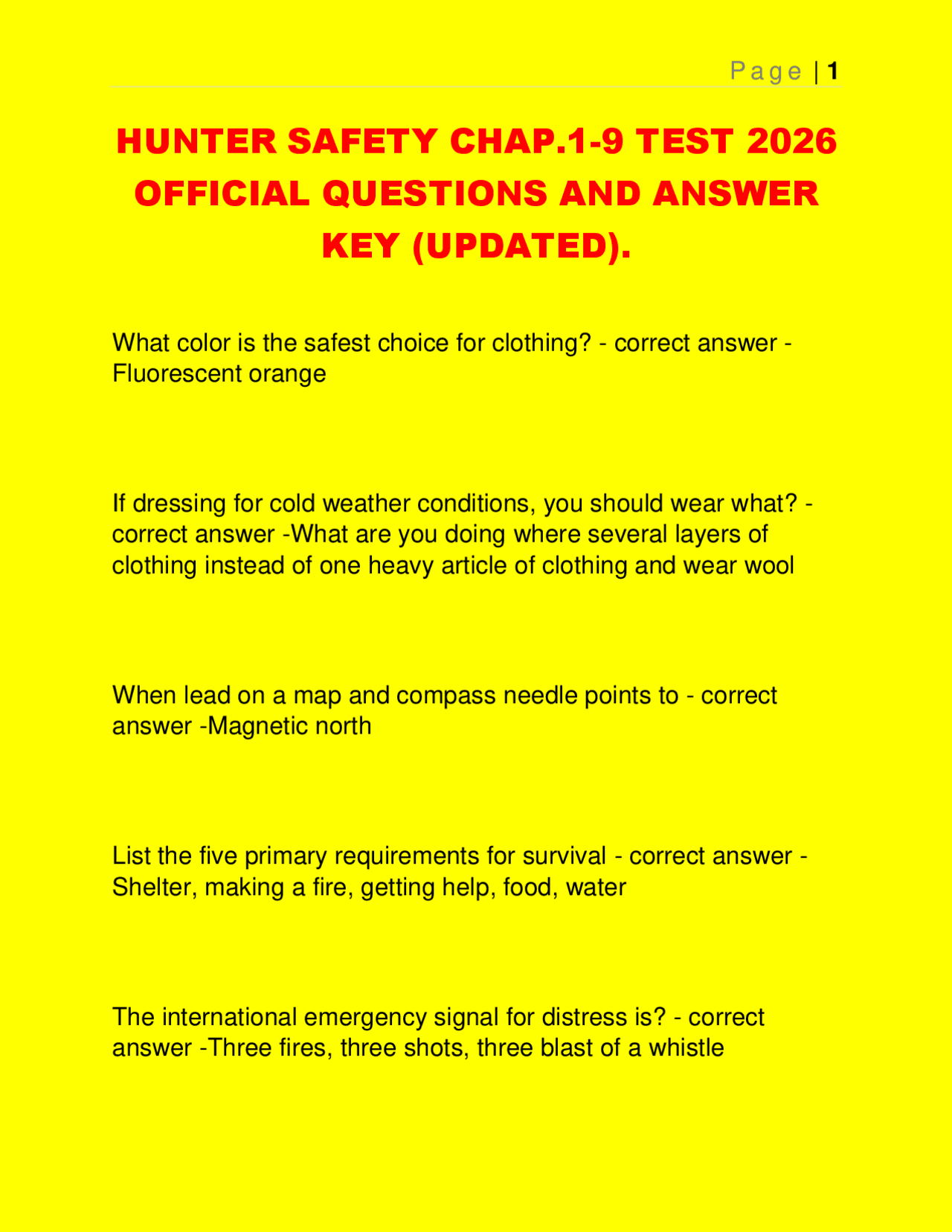 choose the true statement about dressing in layers hunters ed HUNTER SAFETY CHAP.1-9 TEST 2026 OFFICIAL QUESTIONS AND ANSWER KEY (UPDATED). | Exams Sport Studies history