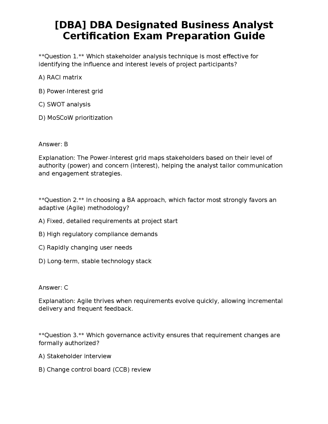 [DBA] DBA Designated Business Analyst Certification Exam Preparation ...