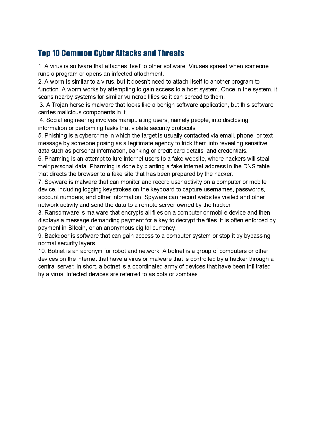 Top 10 Most Common Cyber Attacks Summary 2026 | Summaries Computer ...
