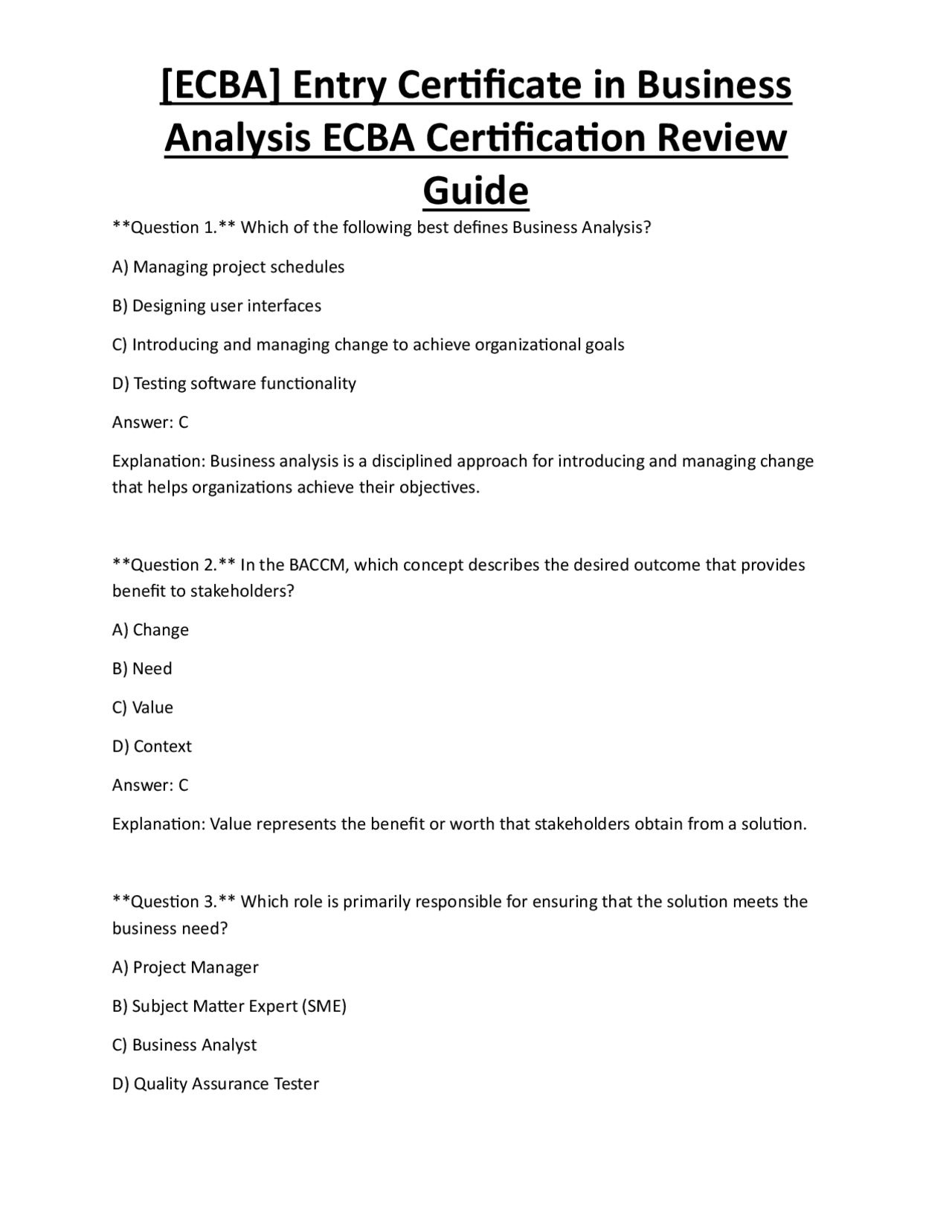 [ECBA] Entry Certificate in Business Analysis ECBA Certification Review ...