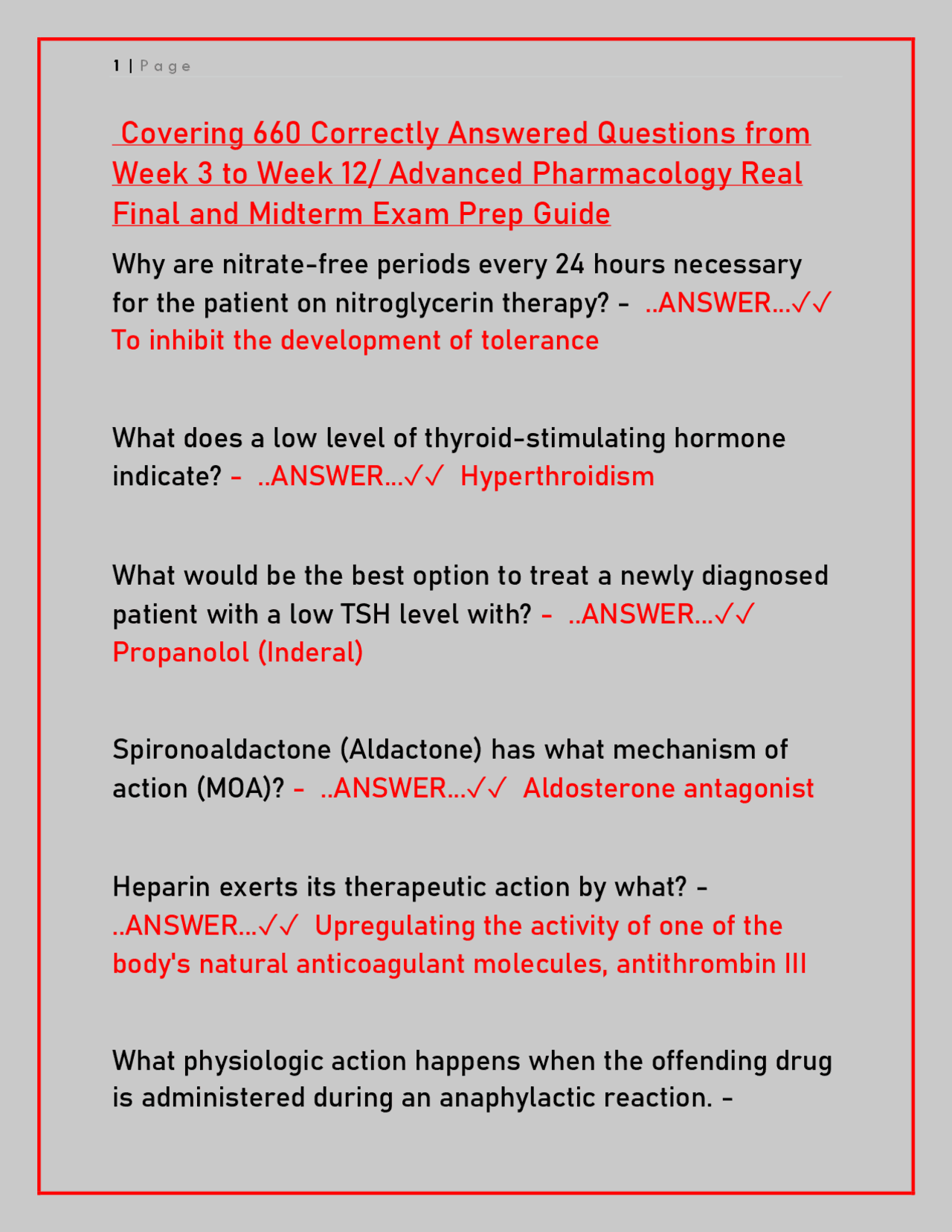 Advanced Pharmacology Test Bank 2026: 660 Questions for Weeks 3-12 ...