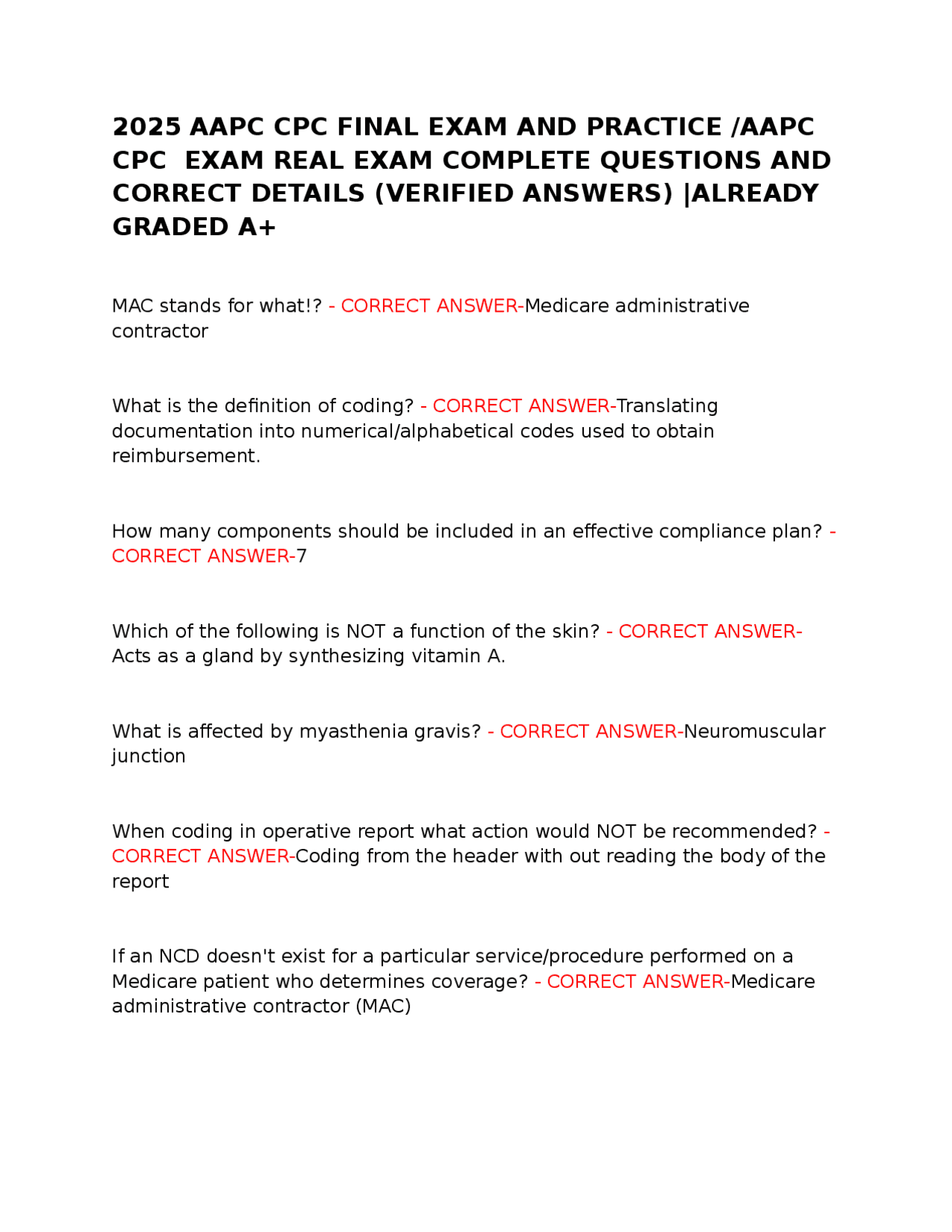 2025 BIOD 210 Genetics Final Exam QUESTIONS AND CORRECTLY WELL DEFINED ...