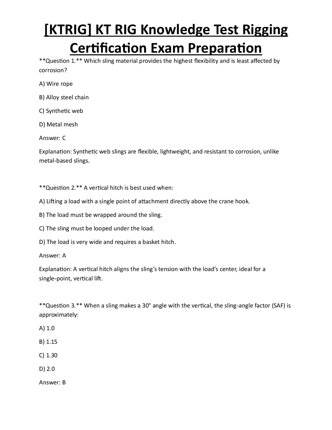 [KTRIG] KT RIG Knowledge Test Rigging Certification Exam Preparation ...