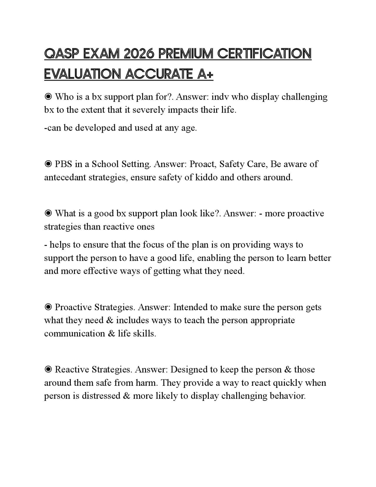 Qasp Example Form QASP EXAM 2026 PREMIUM CERTIFICATION EVALUATION ACCURATE A+ | Exams ...