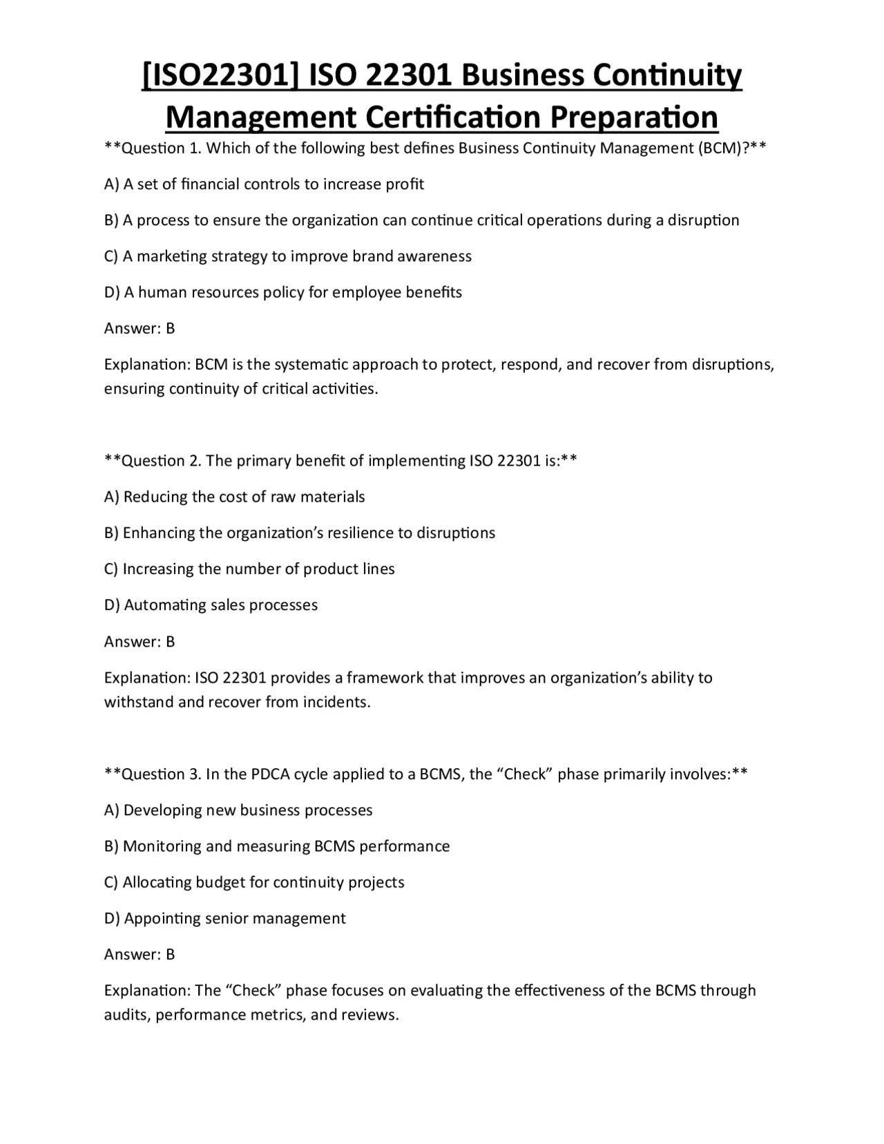[ISO22301] ISO 22301 Business Continuity Management Certification ...