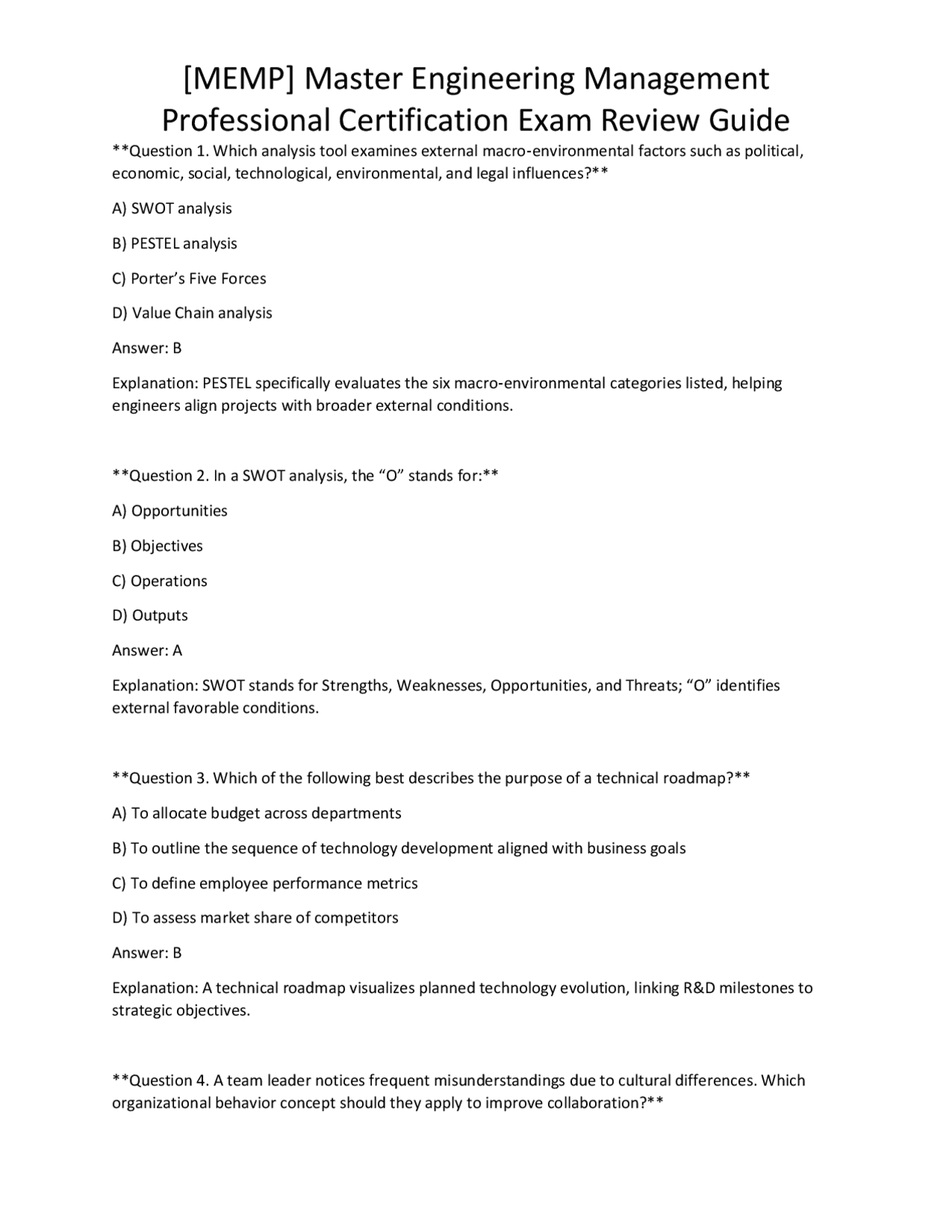 [MEMP] Master Engineering Management Professional Certification Exam ...