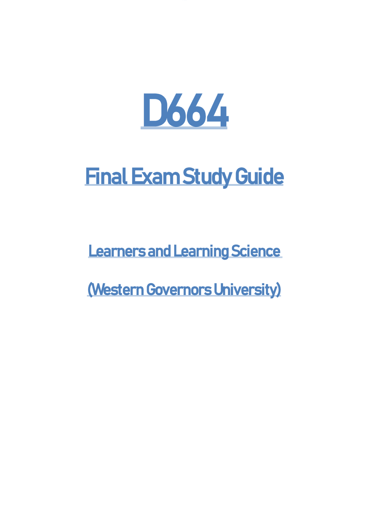 D664 Final Exam Study Guide (2026 / 2027) | Learners & Learning Science ...