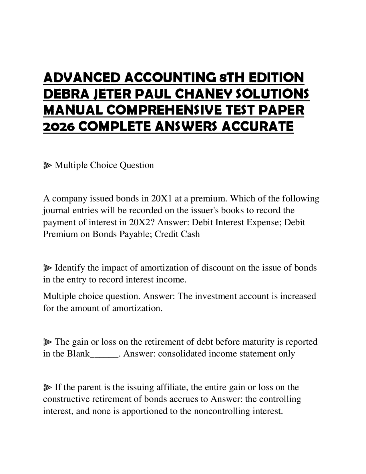 ADVANCED ACCOUNTING 8TH EDITION DEBRA JETER PAUL CHANEY SOLUTIONS ...