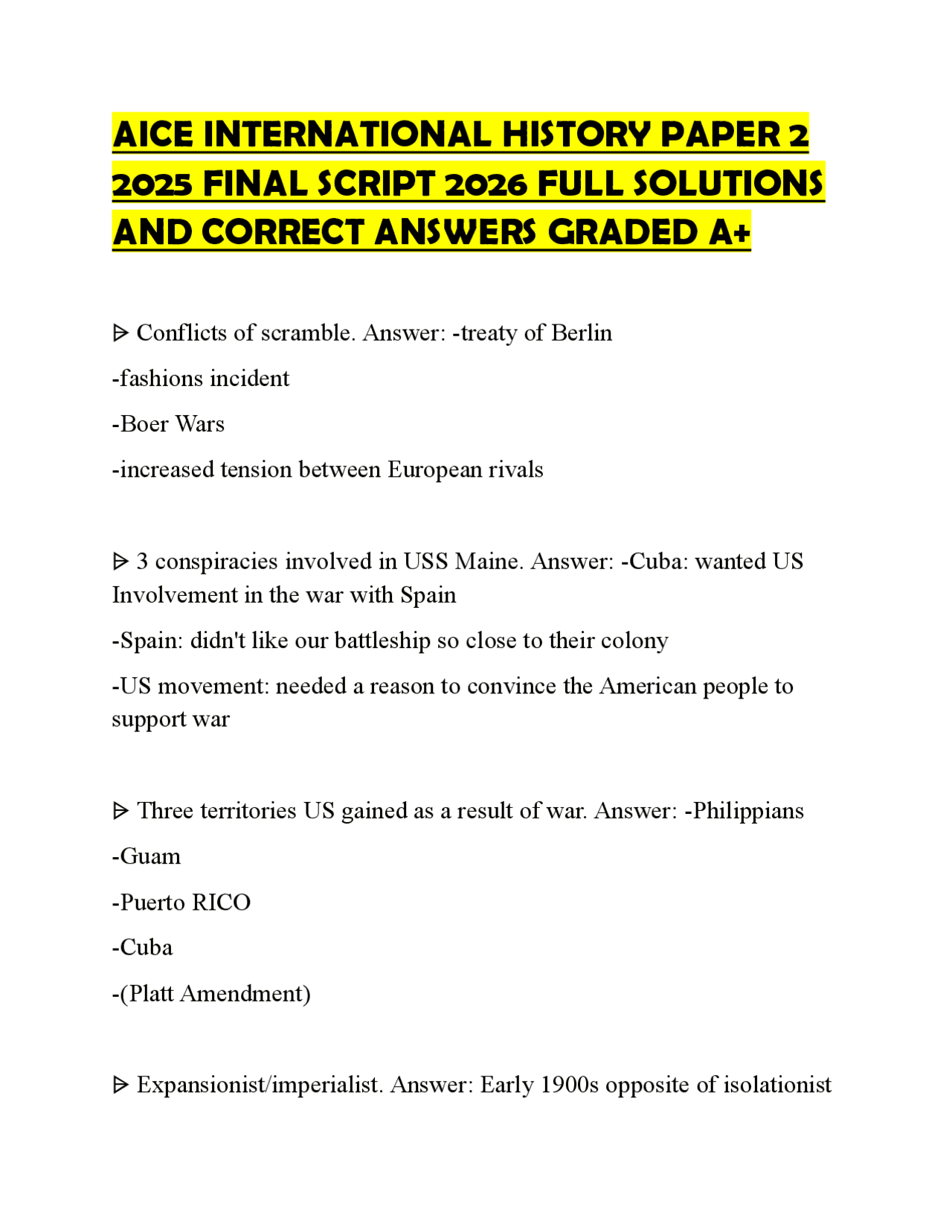 AICE INTERNATIONAL HISTORY PAPER 2 2025 FINAL SCRIPT 2026 FULL ...