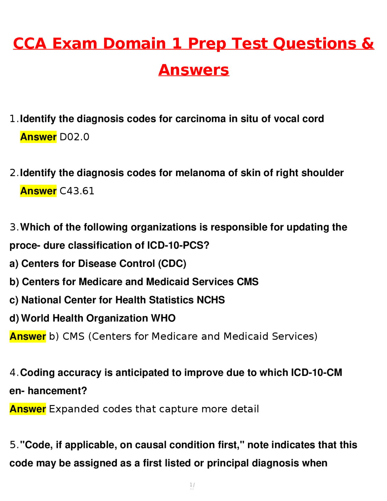 CCA Exam Domain 1 Prep Test (Latest 2026 / 2027 Update) Questions and ...