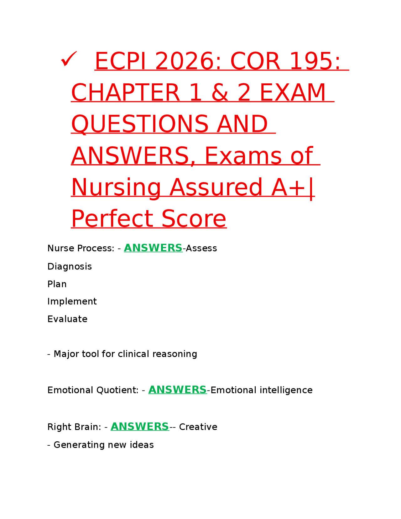 ECPI 2026 ECPI 2026 ECPI 2026 | Exams Nursing | Docsity