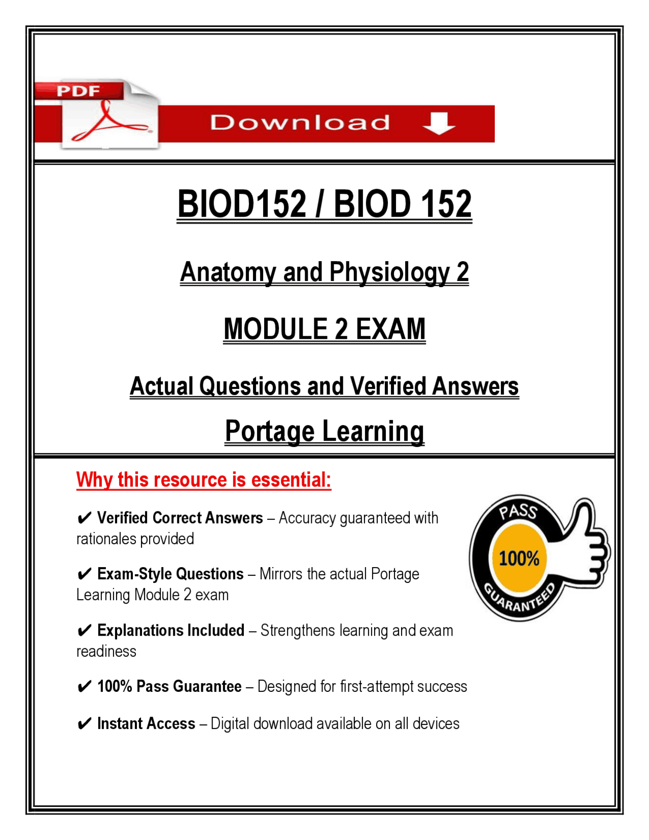 BIOD 152 Module 2 Exam (2026 / 2027) | Anatomy and Physiology 2 ...