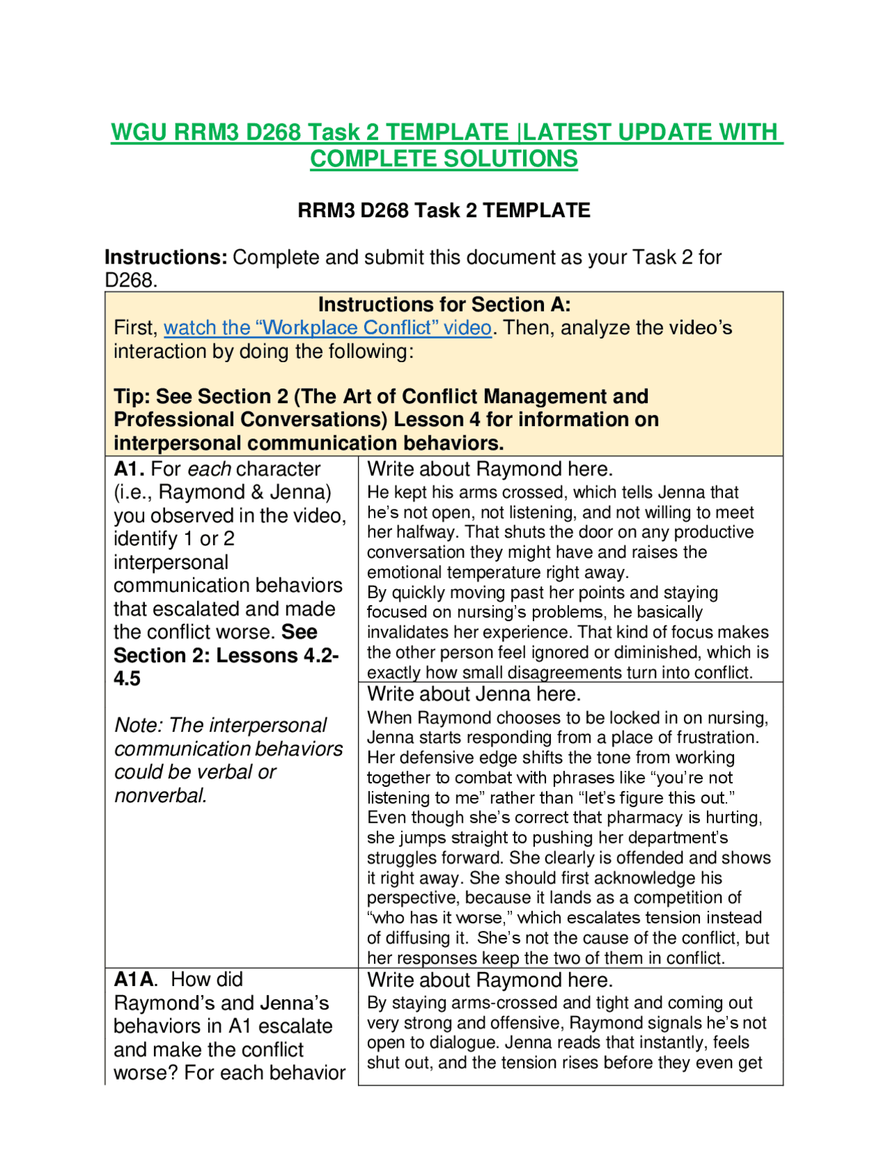 Wgu Rhm3 Task 2 WGU RRM3 D268 Task 2 TEMPLATE LATEST UPDATE WITH COMPLETE SOLUTIONS ...