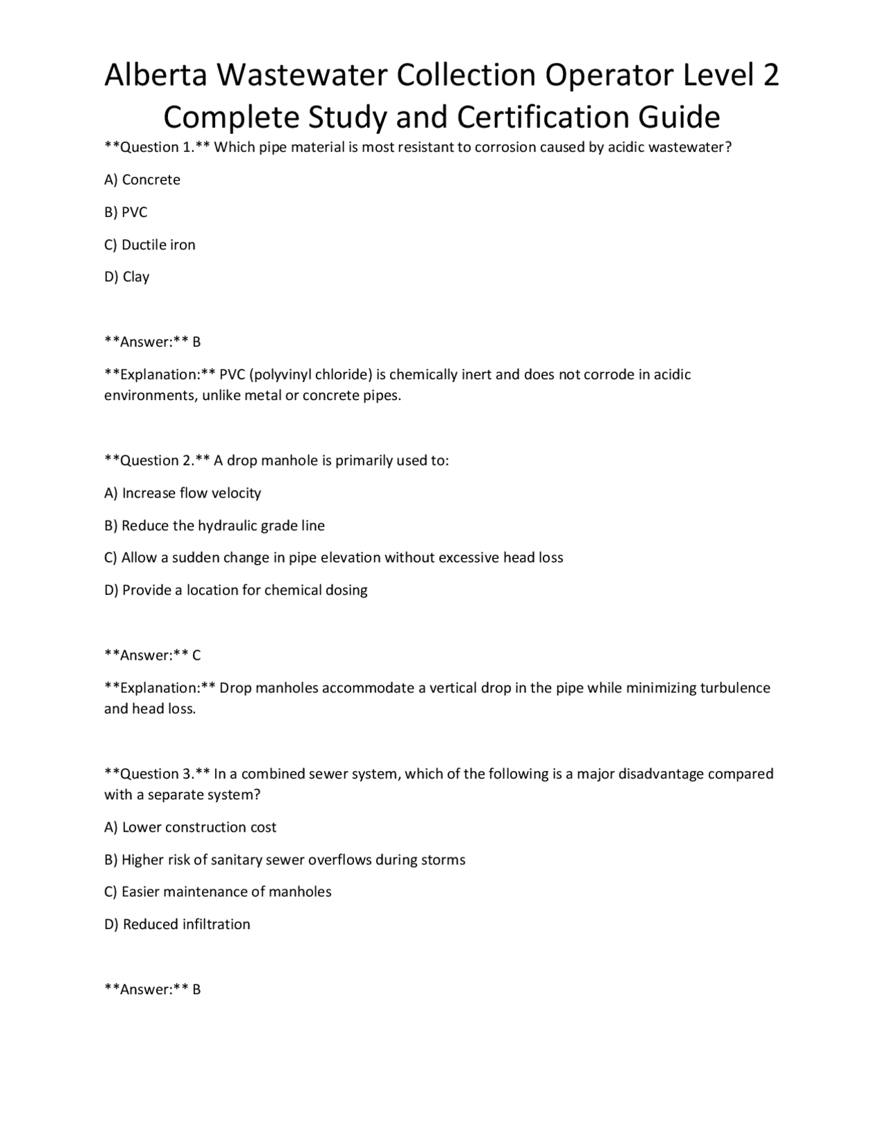 Alberta Wastewater Collection Operator Level 2 Complete Study and ...