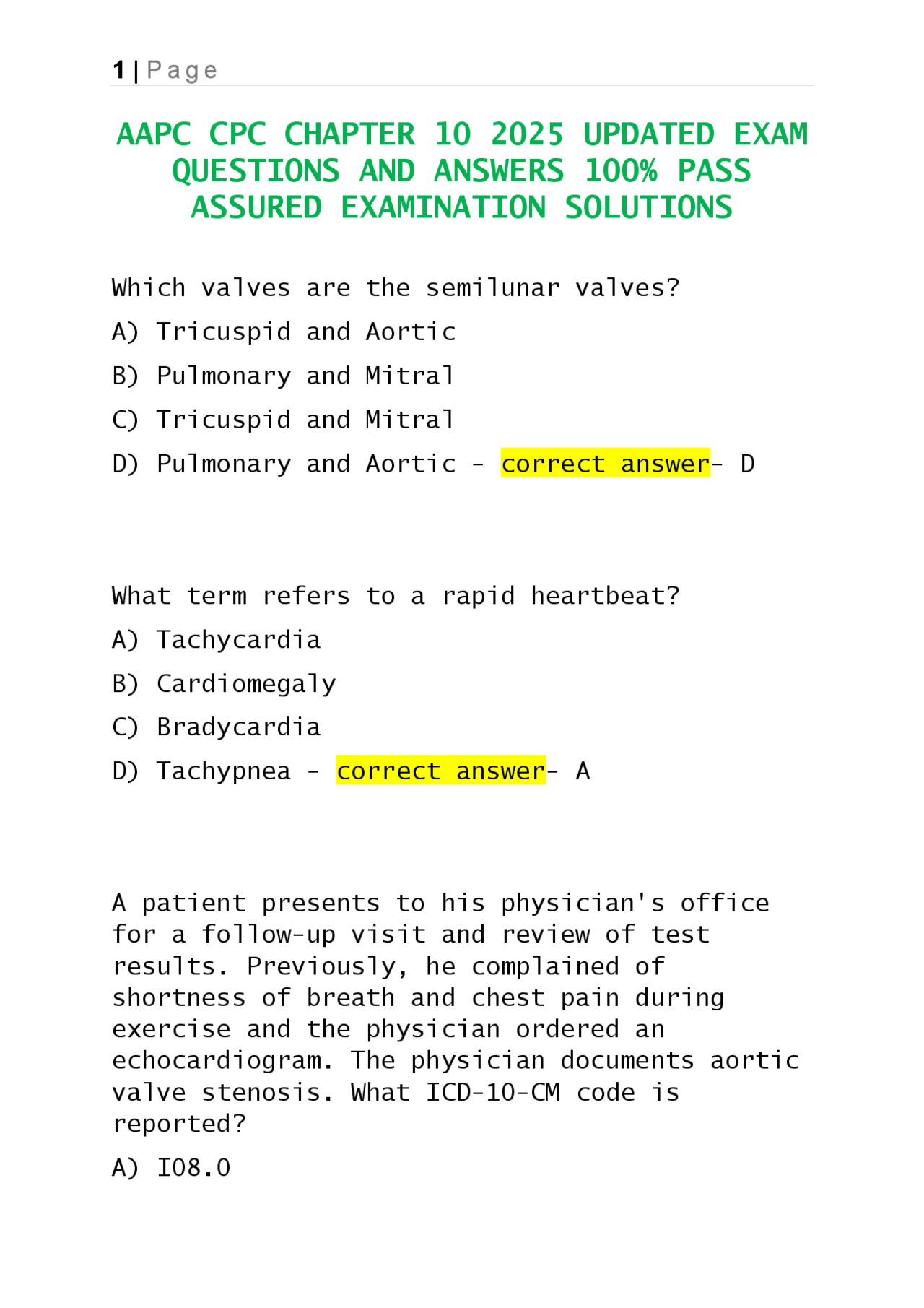 AAPC CPC CHAPTER 10 2025 UPDATED EXAM QUESTIONS AND ANSWERS 100% PASS ...