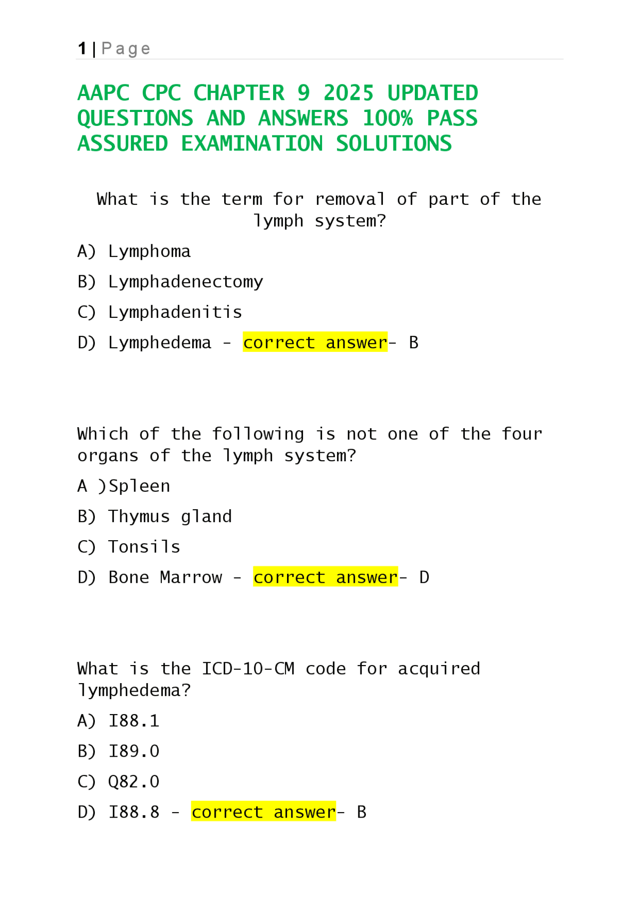 AAPC CPC CHAPTER 9 2025 UPDATED QUESTIONS AND ANSWERS 100% PASS ASSURED ...