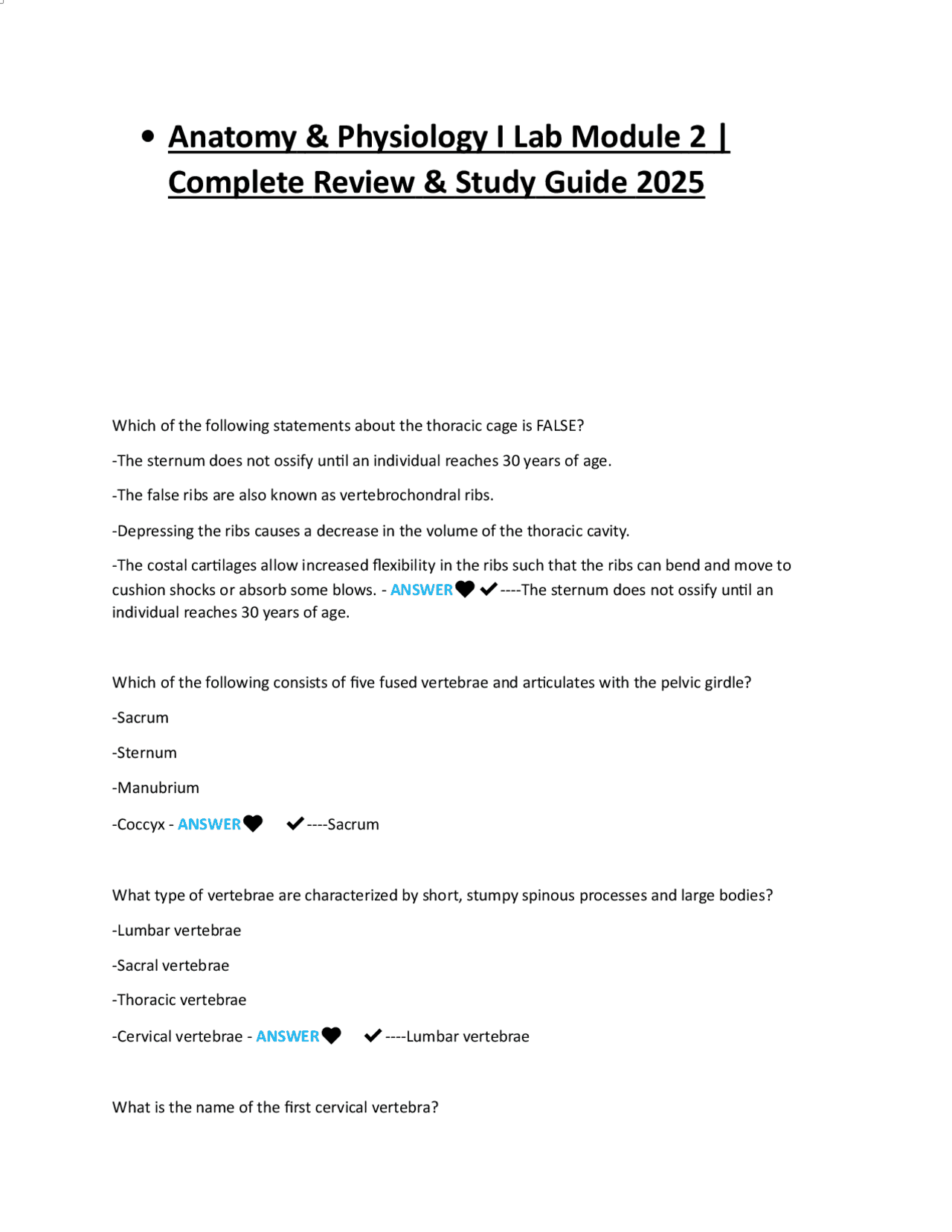 Anatomy & Physiology I Lab Module 2 | Complete Review & Study Guide ...