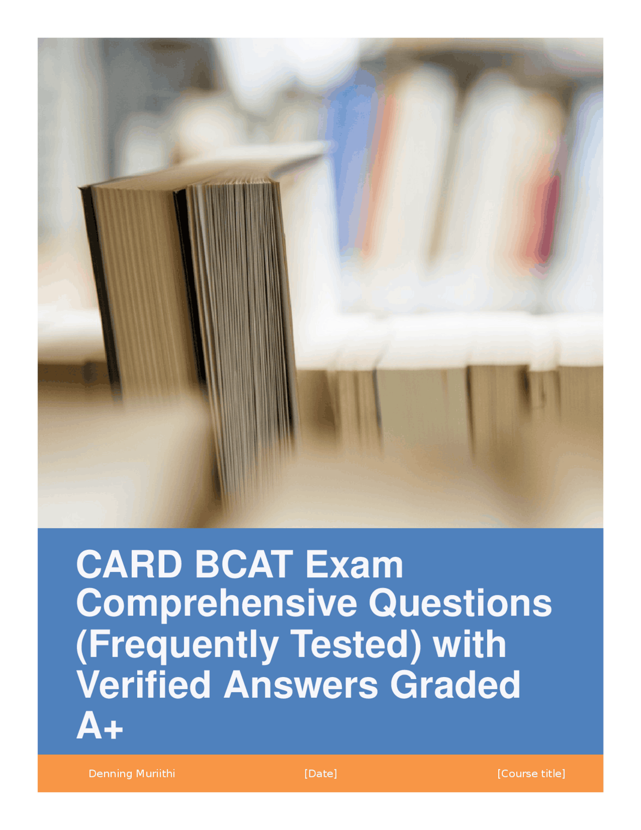 CARD BCAT Exam Comprehensive Questions (Frequently Tested) with ...