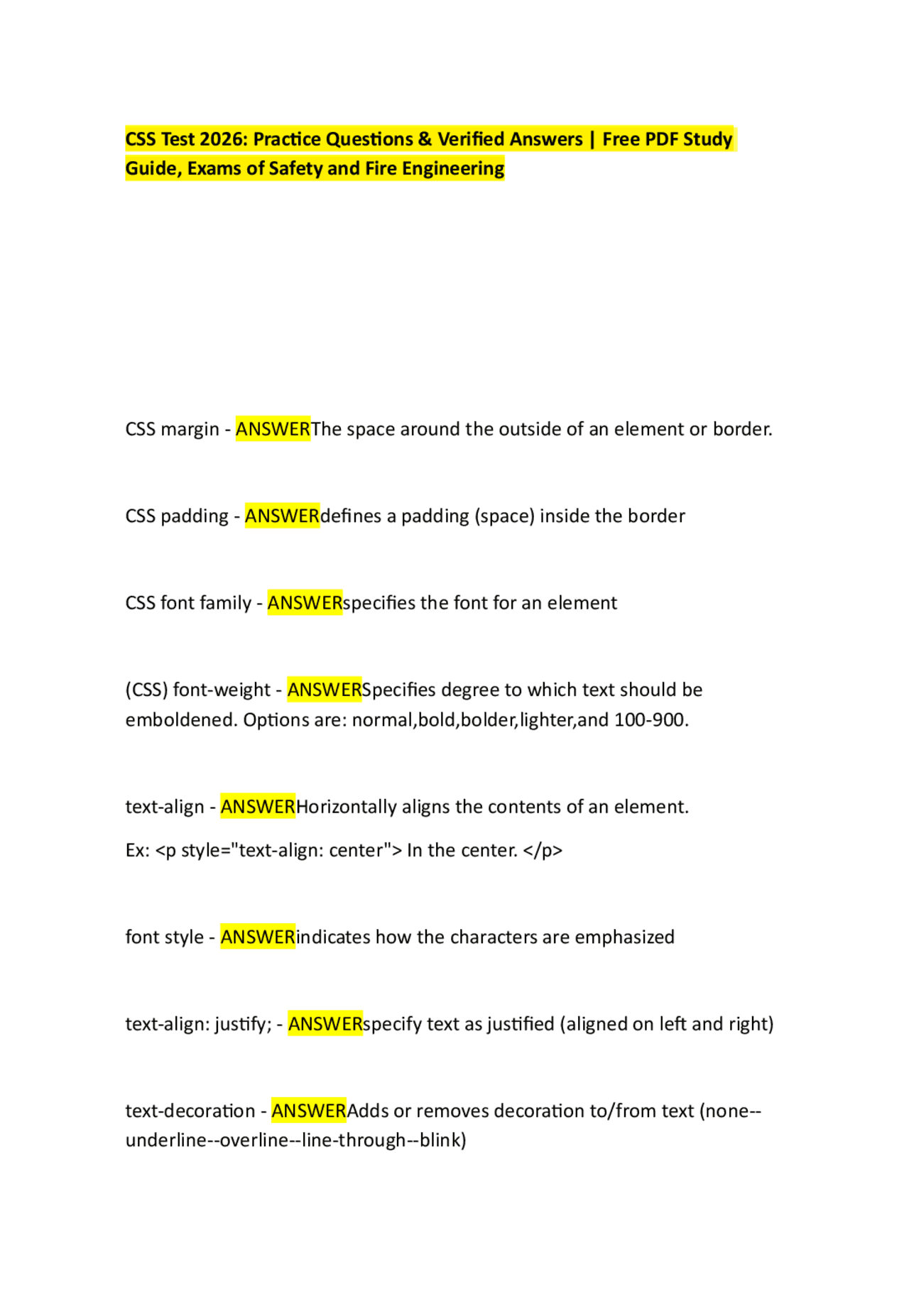 Practice Saf CSS Test 2026: Practice Questions & Verified Answers | Free PDF Study ...