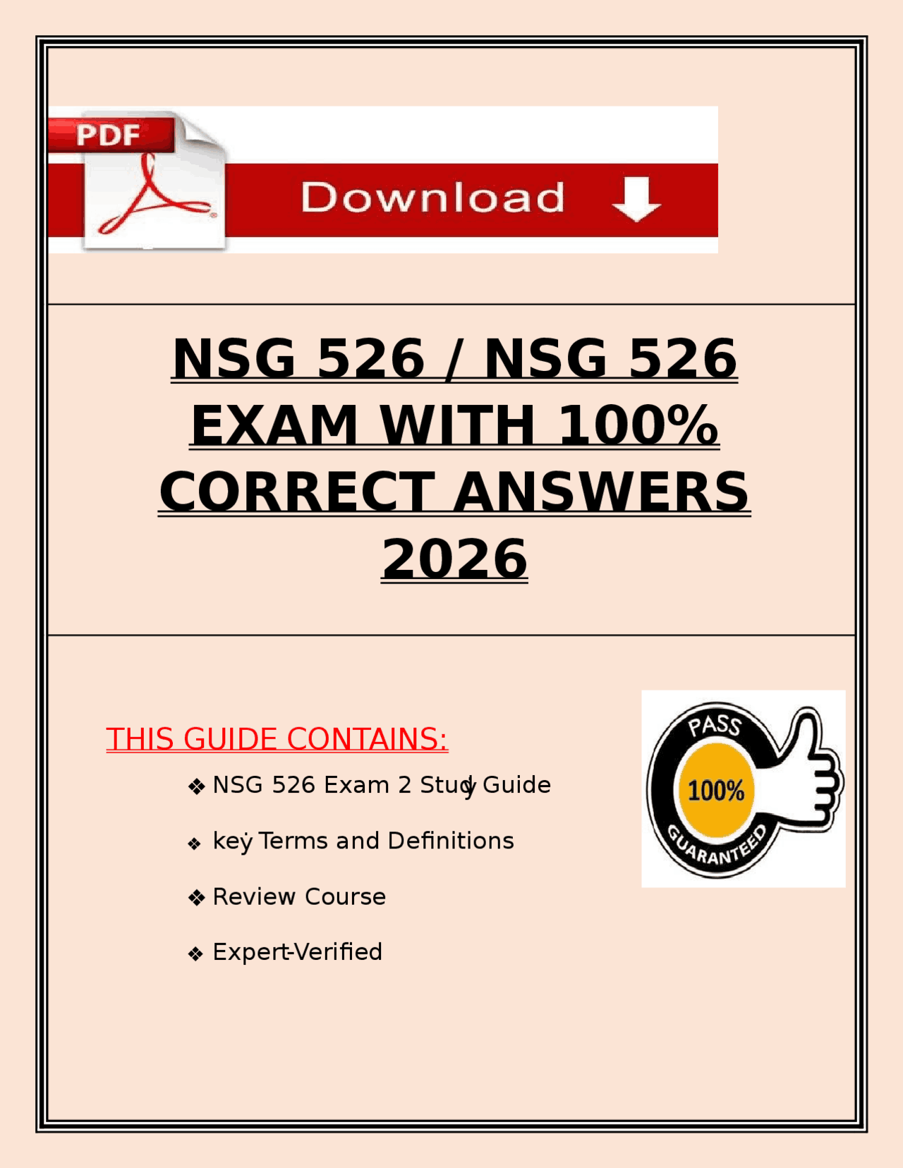 NSG 526 / NSG 526 EXAM WITH 100% CORRECT ANSWERS 2026 | Exams Nursing ...