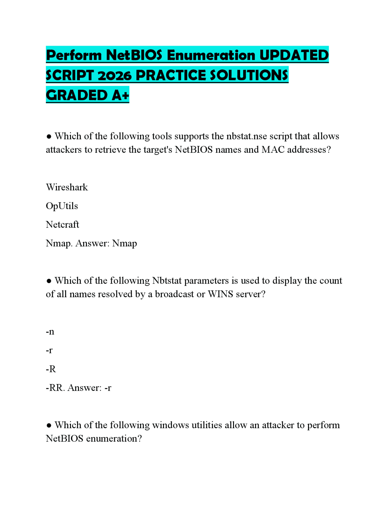 Perform NetBIOS Enumeration UPDATED SCRIPT 2026 PRACTICE SOLUTIONS ...