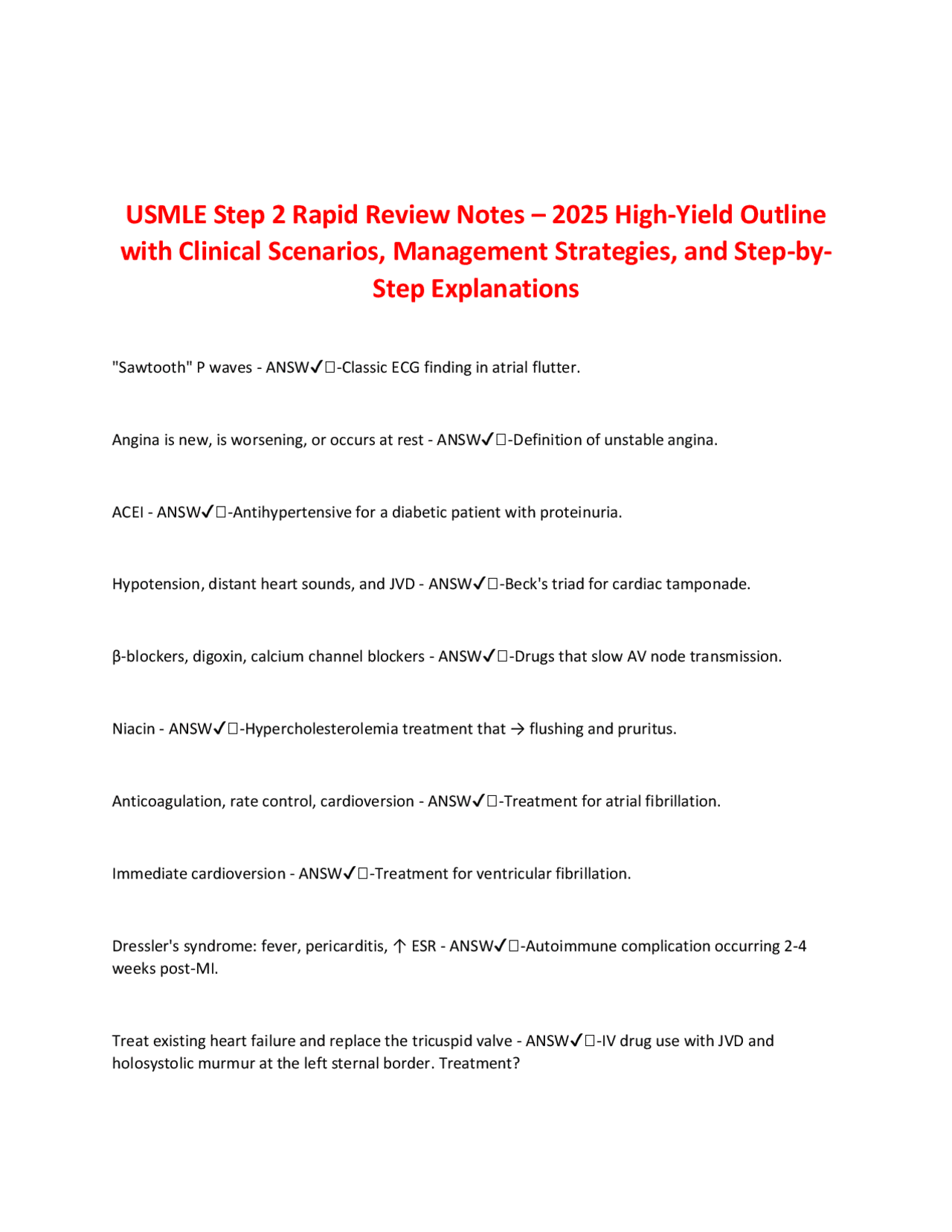 USMLE Step 2 Rapid Review Notes – 2025 High-Yield Outline with Clinical ...