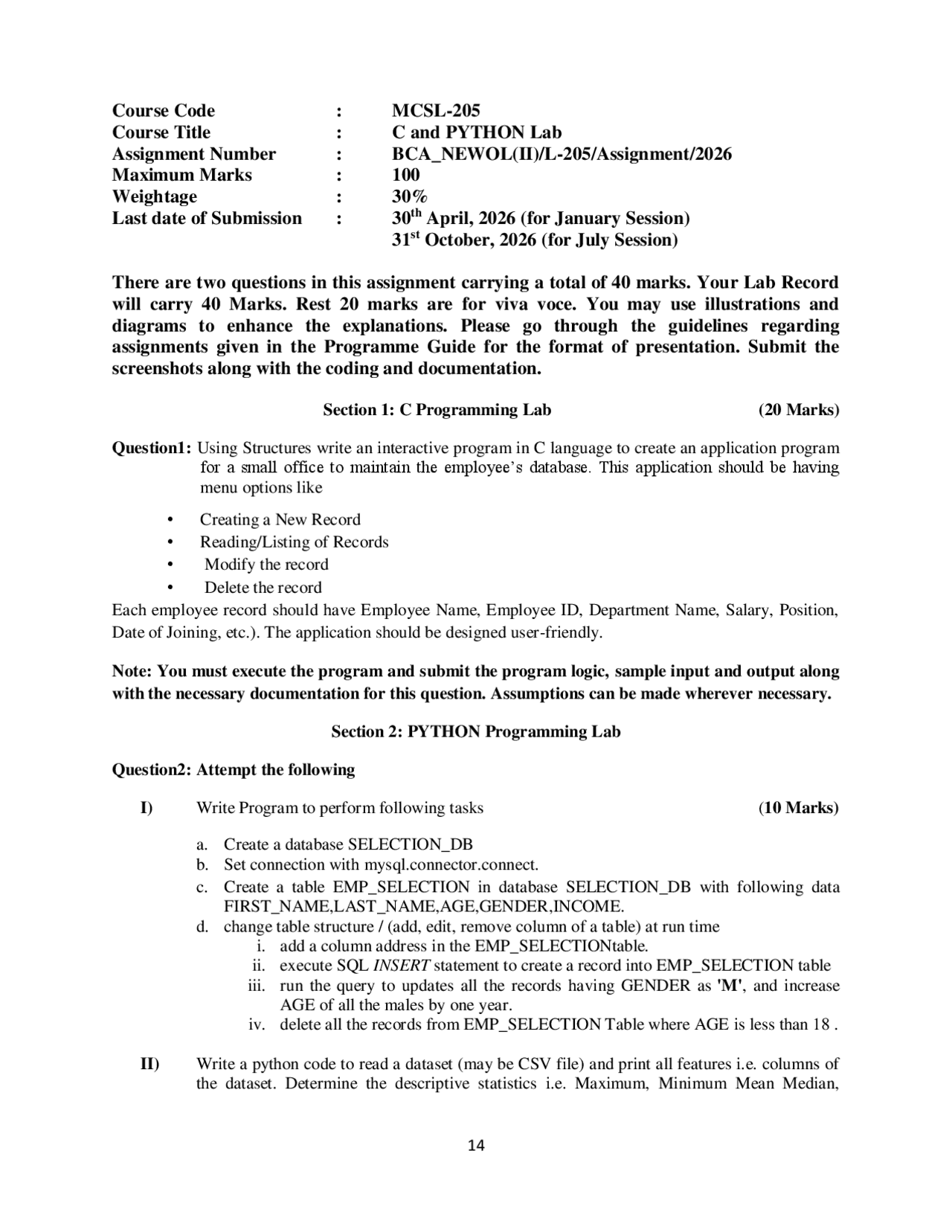 BCA_NEWOL C & Python lab | Assignments Windows Programming | Docsity