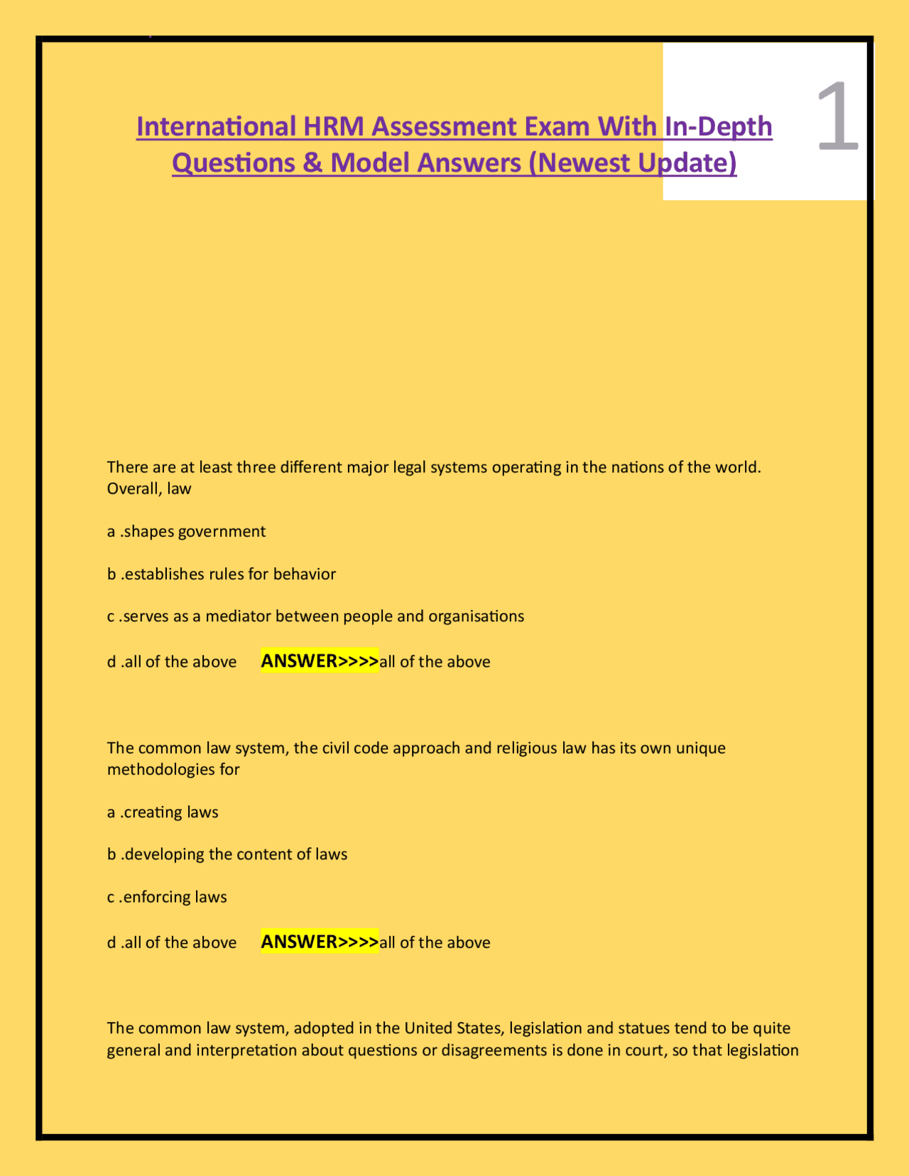 Examine In Depth International HRM Assessment Exam With In-Depth Questions & Model ...