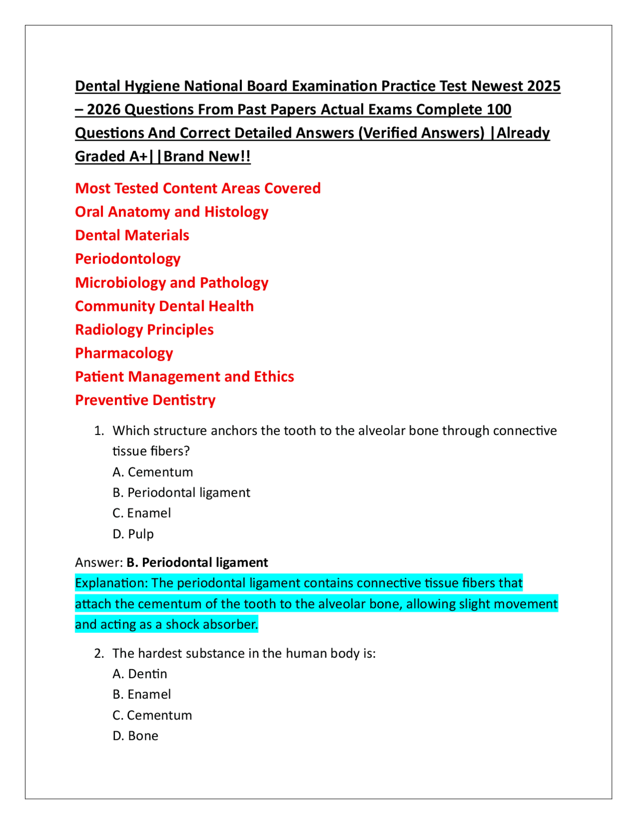 National Board Dental Examination (NBDE) Practice Exam Newest 2025 ...