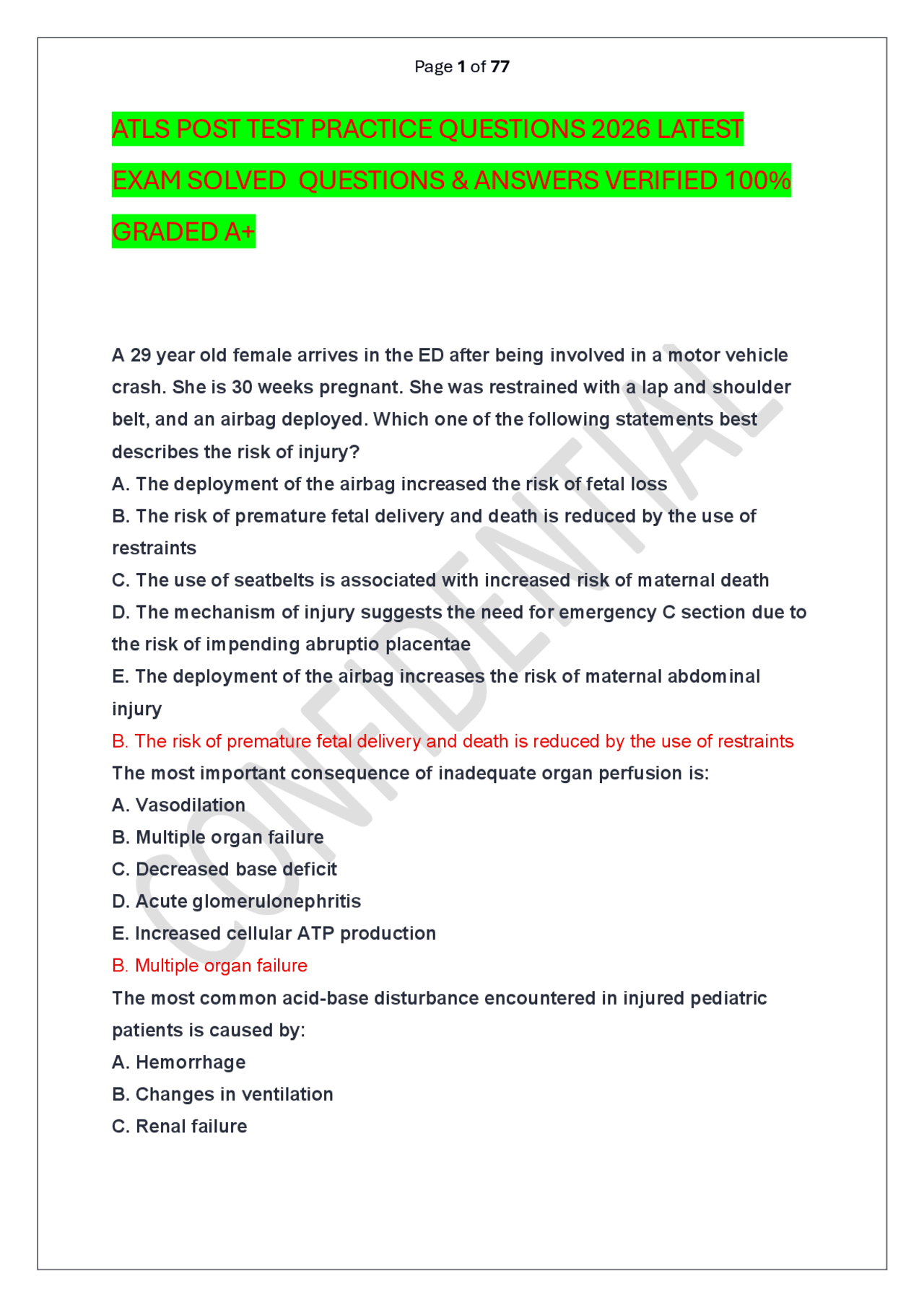 ATLS POST TEST PRACTICE QUESTIONS 2026 LATEST EXAM SOLVED QUESTIONS ...