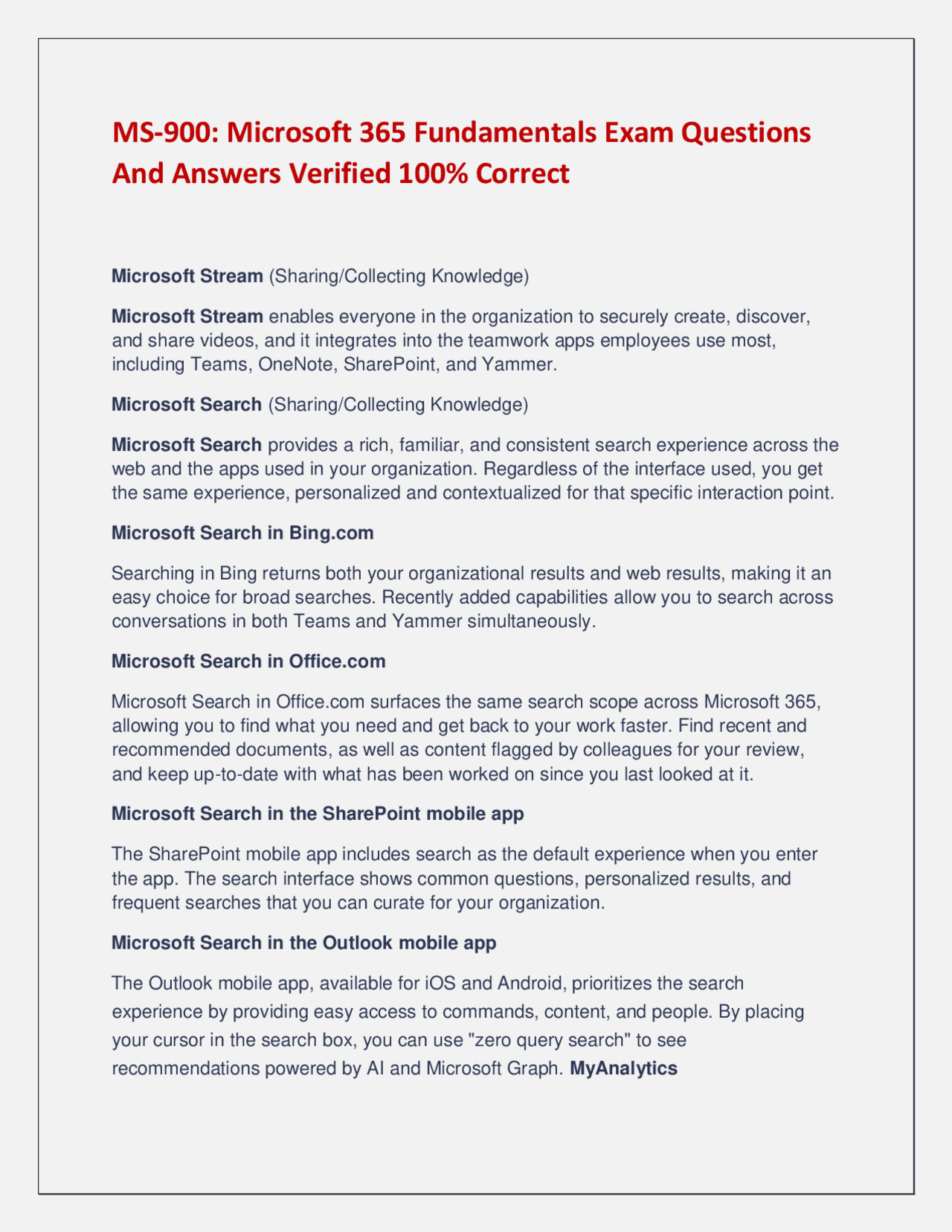 MS-900: Microsoft 365 Fundamentals Exam Questions And Answers Verified ...