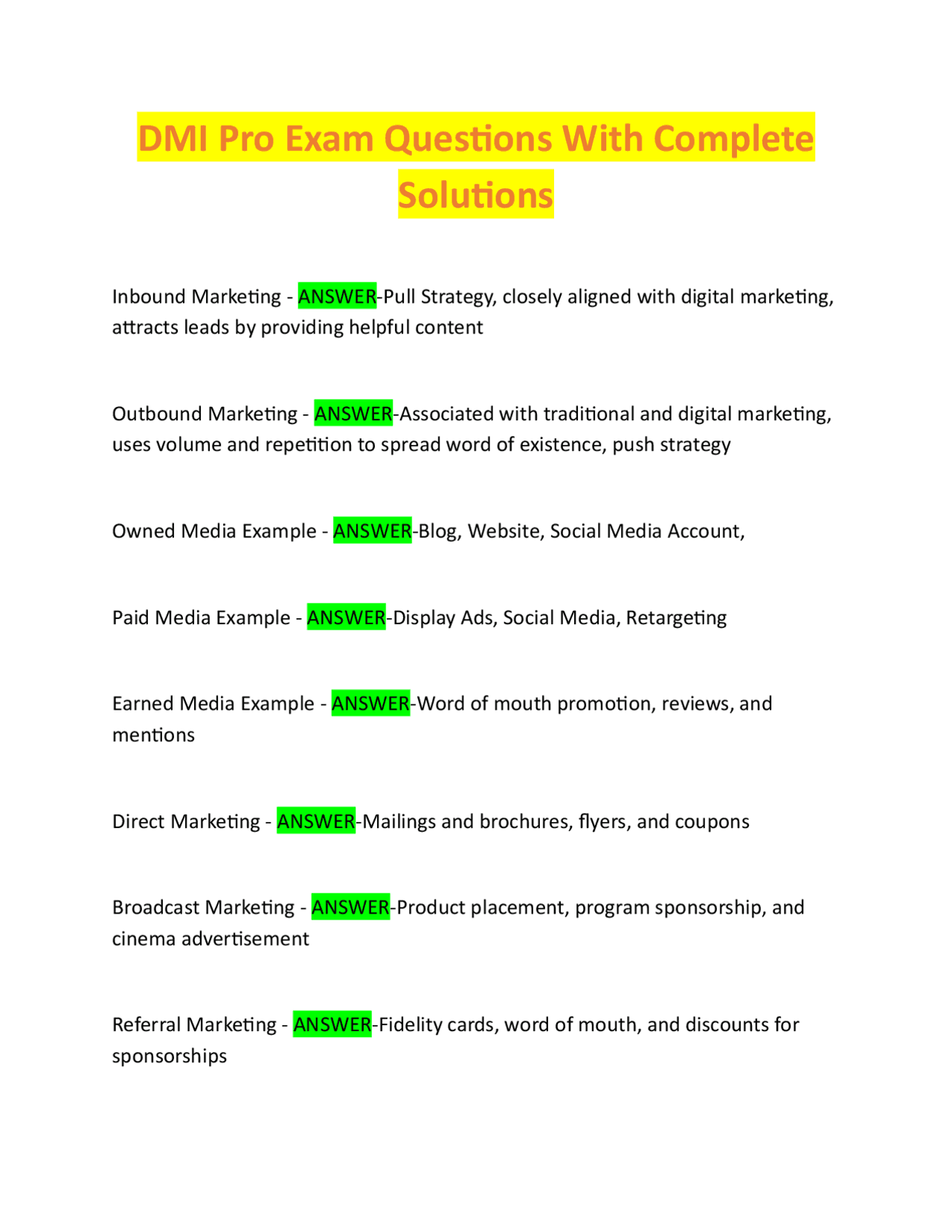 DMI Pro Exam Questions With Complete Solutions.pdf | Exams Digital ...