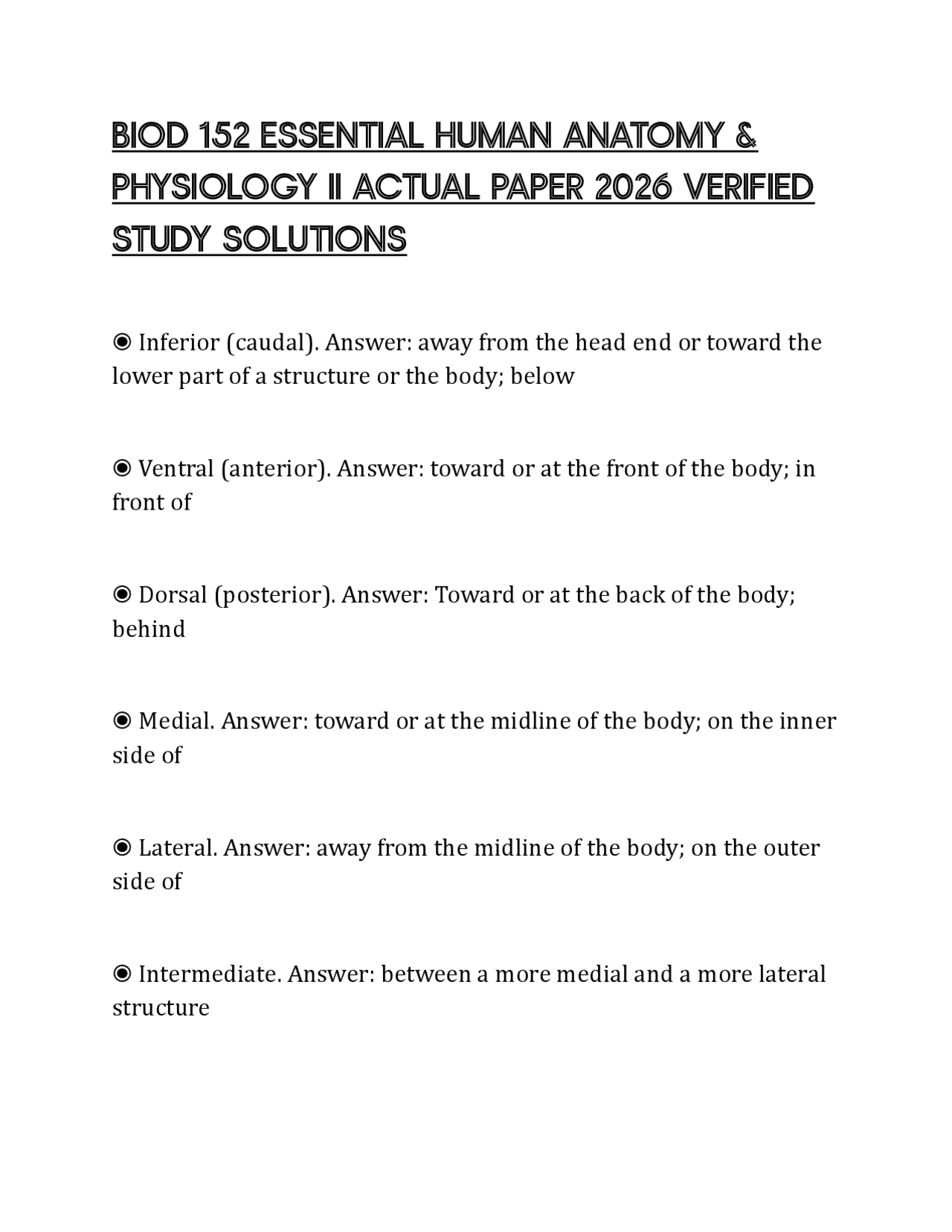 BIOD 152 ESSENTIAL HUMAN ANATOMY & PHYSIOLOGY II ACTUAL PAPER 2026 ...