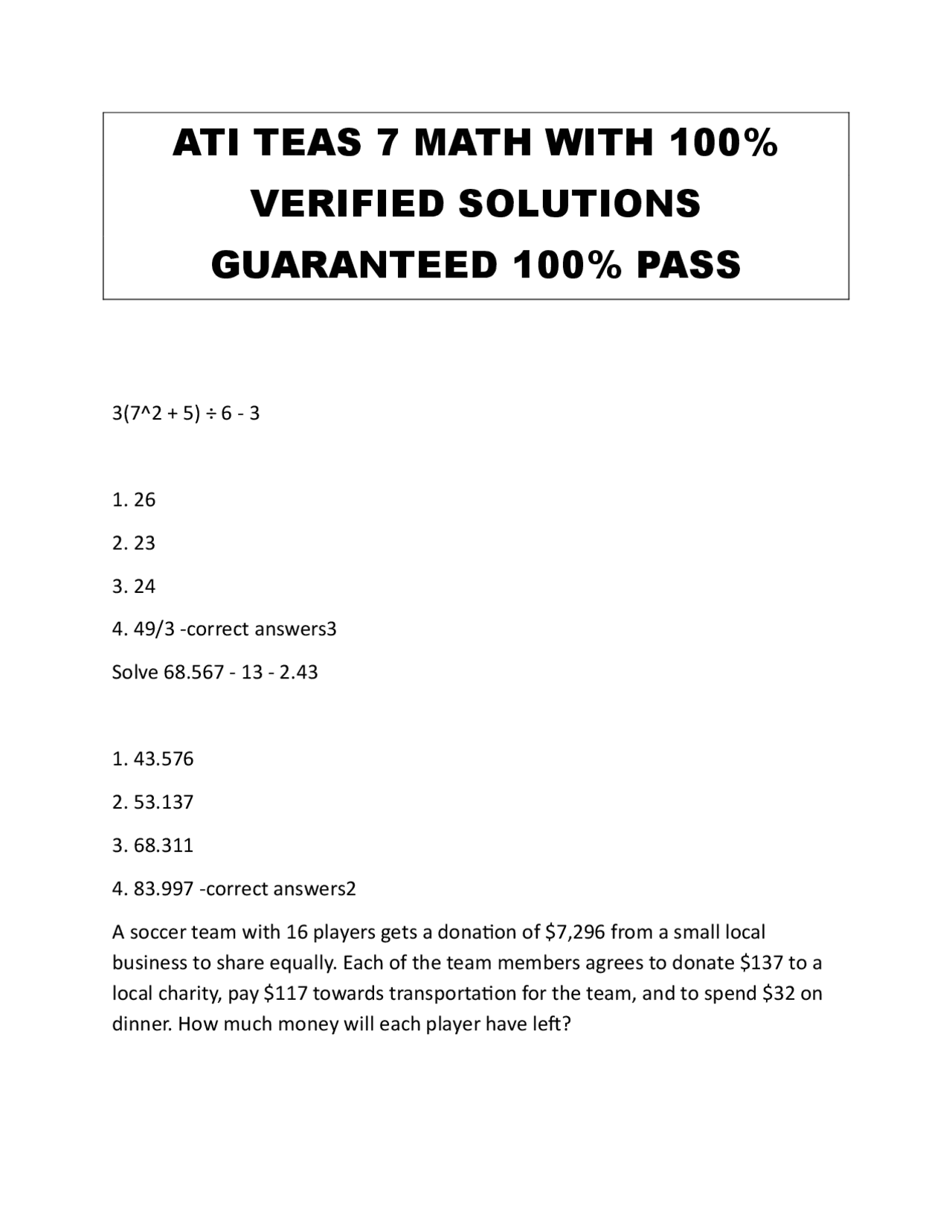 ATI TEAS 7 Math Practice Questions (2026/2027) | Nursing Entrance Exam ...