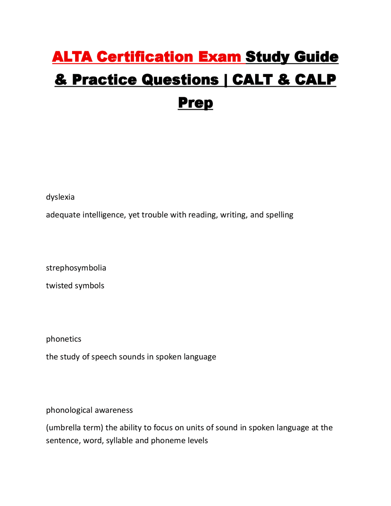 ALTA Certification Exam Study Guide & Practice Questions | CALT & CALP ...