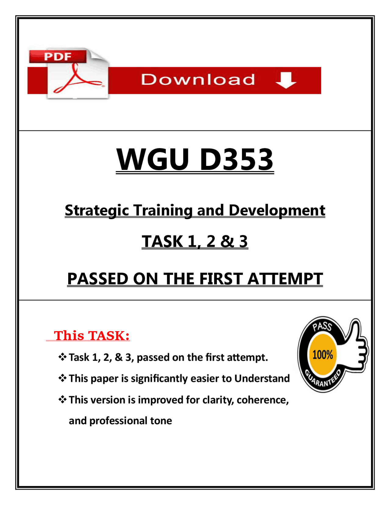 Wgu Rhm3 Task 2 WGU D353 Tasks 1, 2 & 3 (2026 / 2027) | Strategic Training and ...