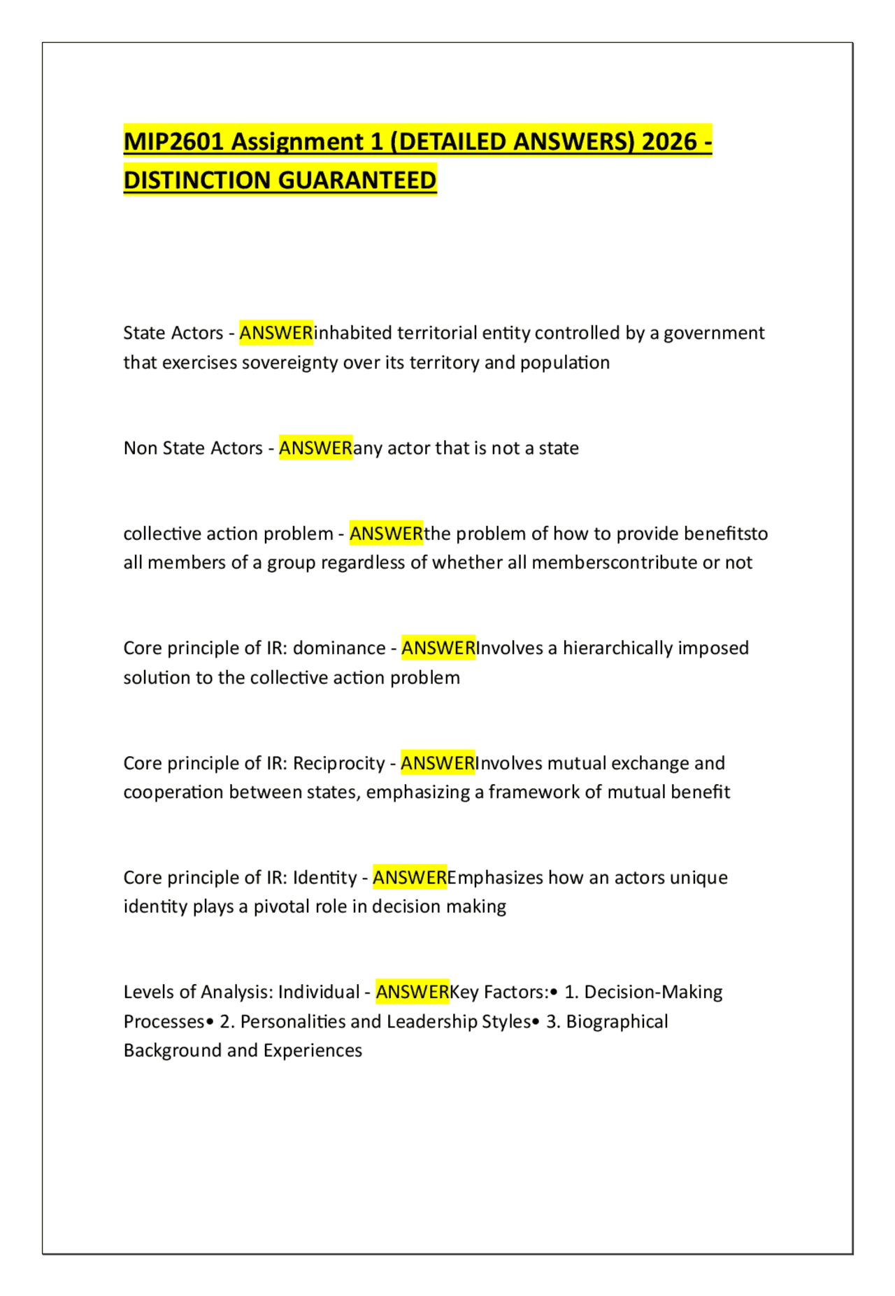MIP2601 Assignment 1 (DETAILED ANSWERS) 2026 - DISTINCTION GUARANTEED ...