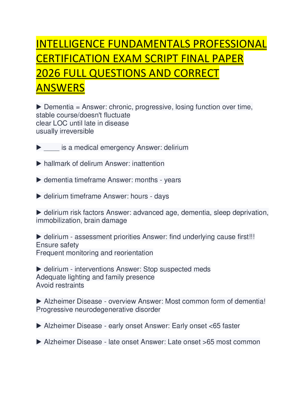 INTELLIGENCE FUNDAMENTALS PROFESSIONAL CERTIFICATION EXAM SCRIPT FINAL ...