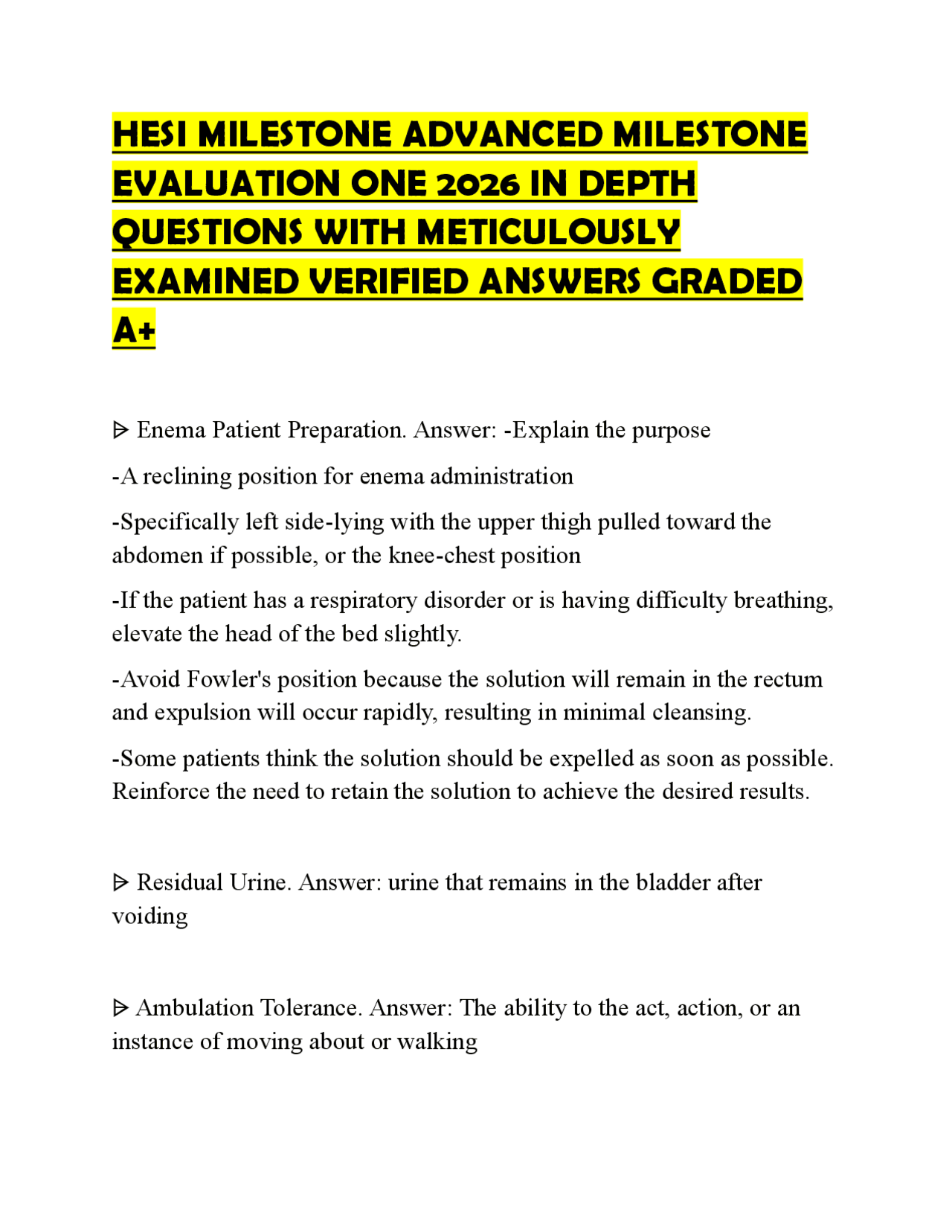 HESI MILESTONE ADVANCED MILESTONE EVALUATION ONE 2026 IN DEPTH ...